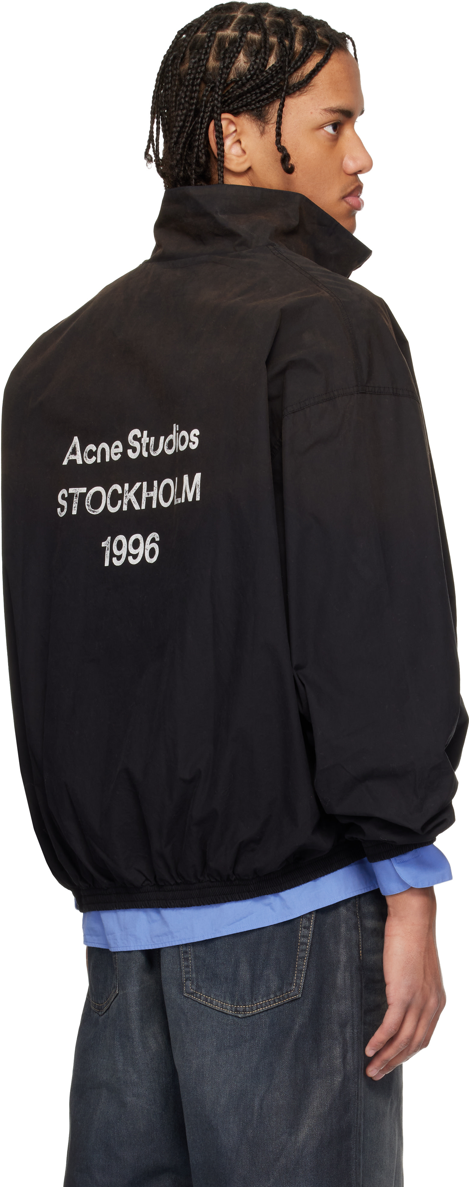 Acne Studios: ブラック ロゴ ジップアップジャケット | SSENSE 日本 Acne Studios: ブラック ロゴ ジップアップジャケット | SSENSE 日本