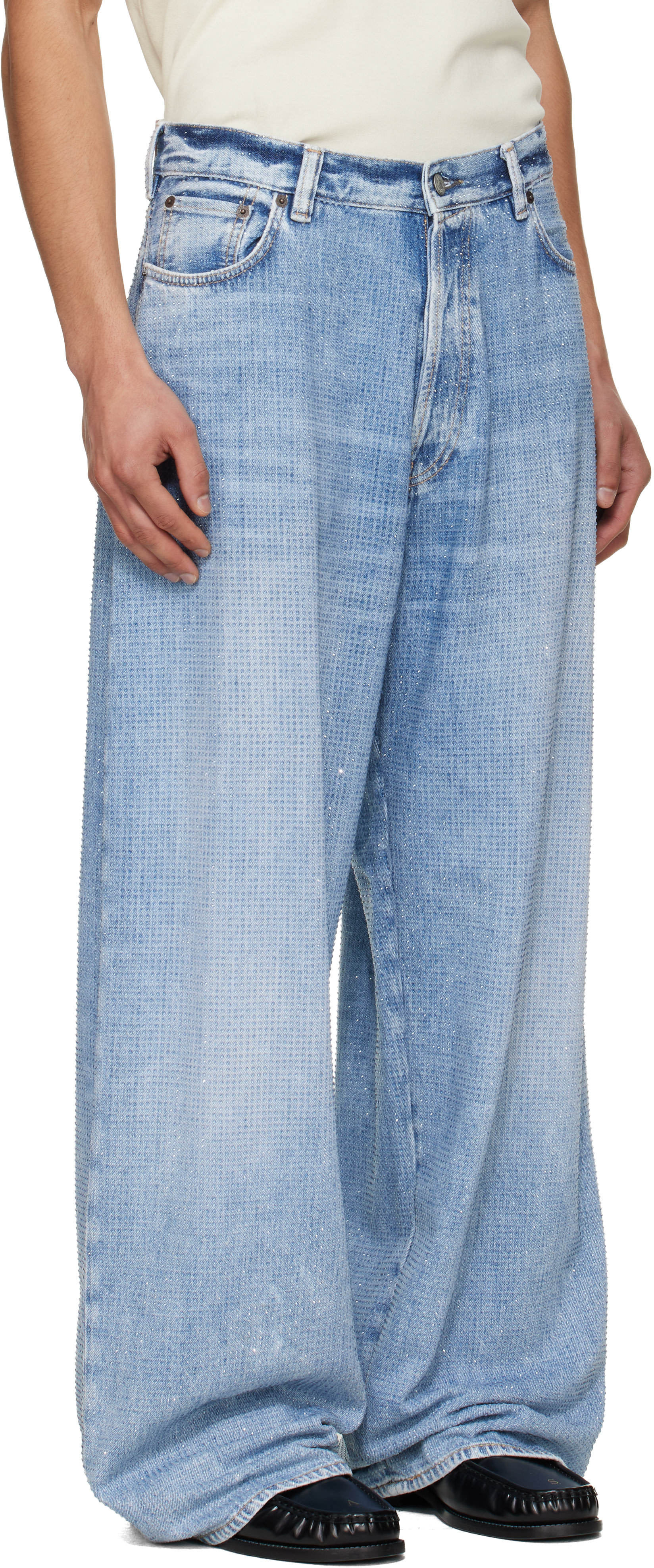 Acne Studios: ブルー 2023 ルーズ ラインストーン ジーンズ | SSENSE 日本