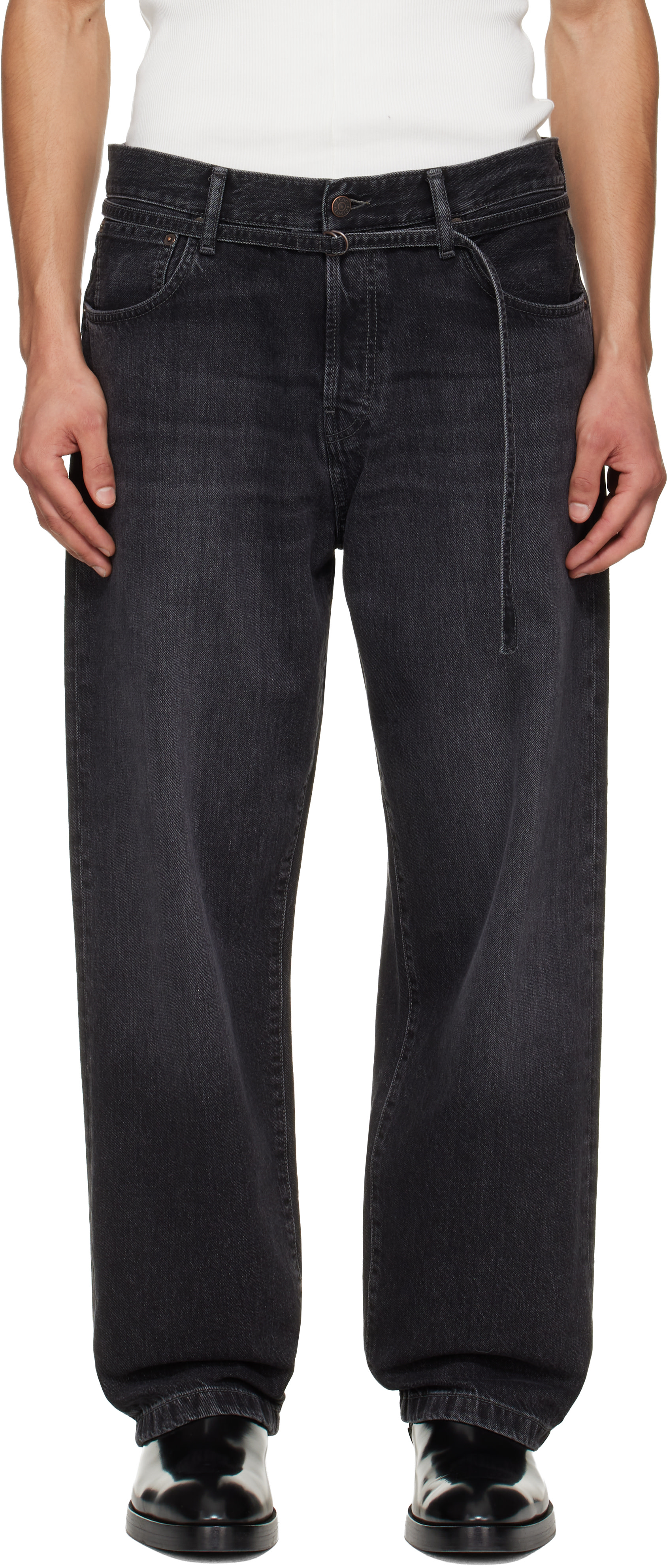 パンツ Acne Studios Loose fit jeans 1991 size25 Acne Studios: Black Loose Fit 1991 Jeans | SSENSE