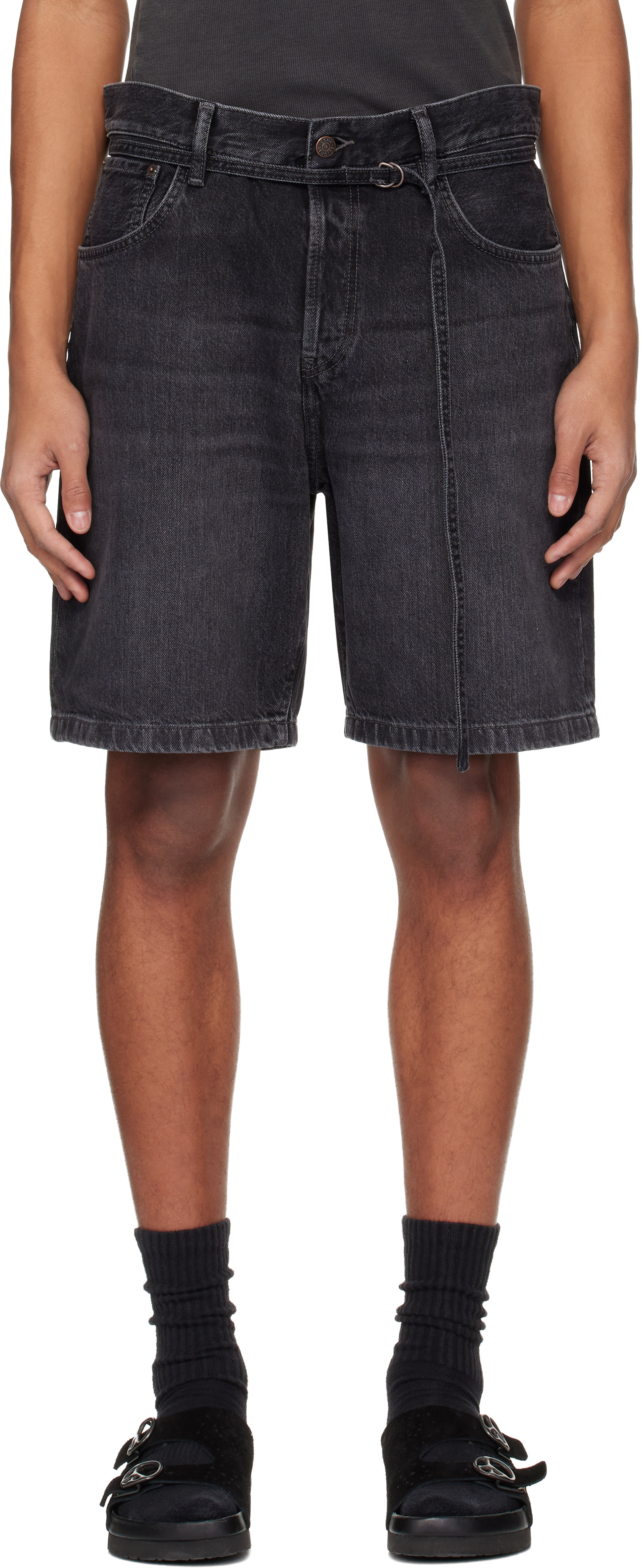 Acne Studios: Black Loose Fit Denim Shorts | SSENSE