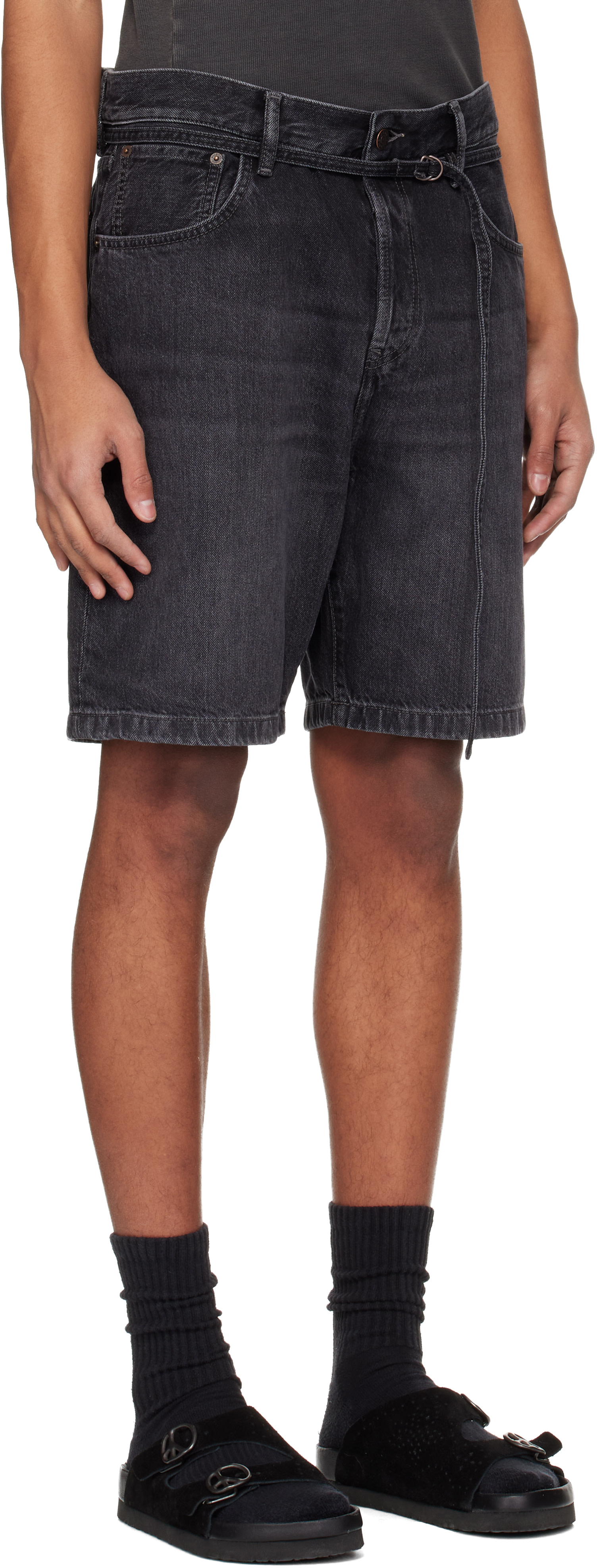 Acne Studios: Black Loose Fit Denim Shorts | SSENSE