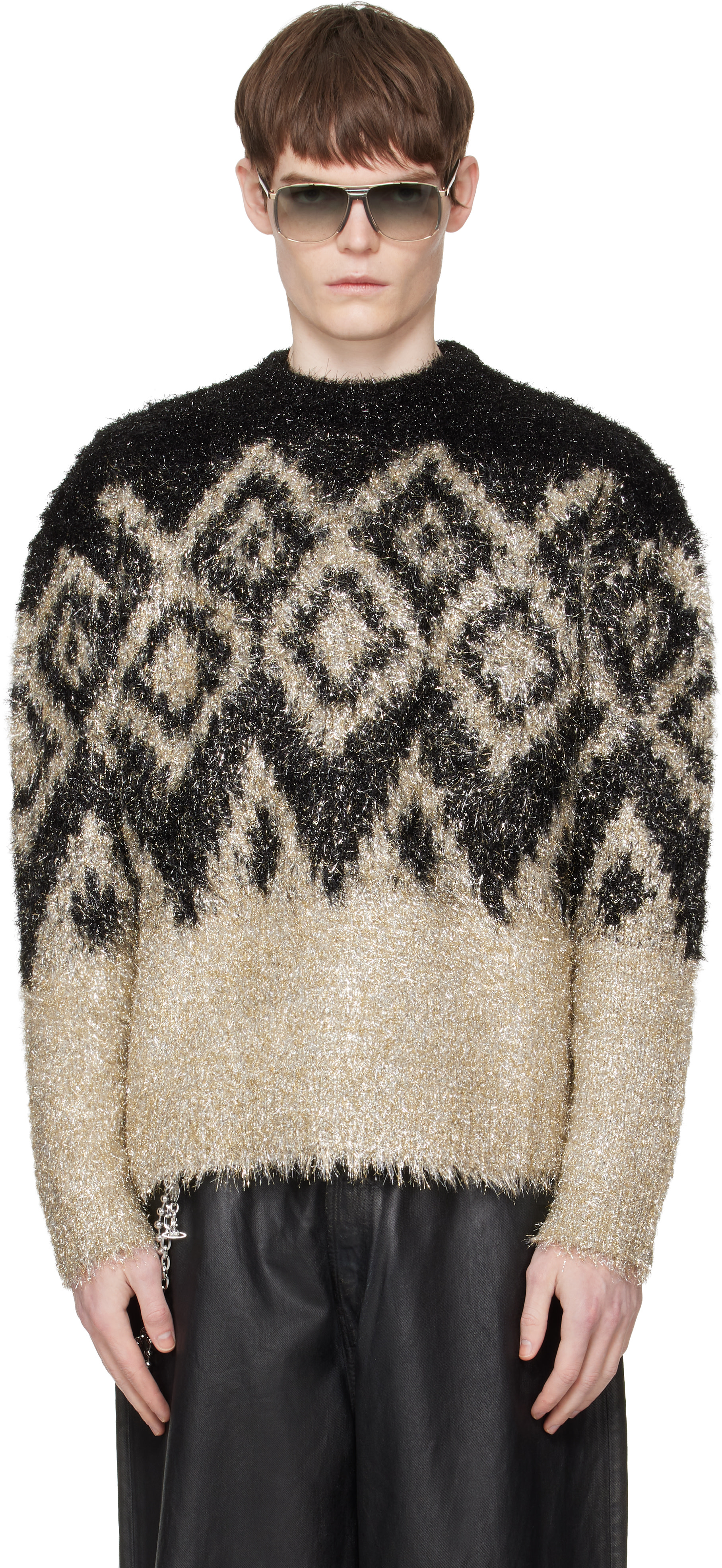 Acne Studios: ブラック Metallic Knit セーター | SSENSE 日本