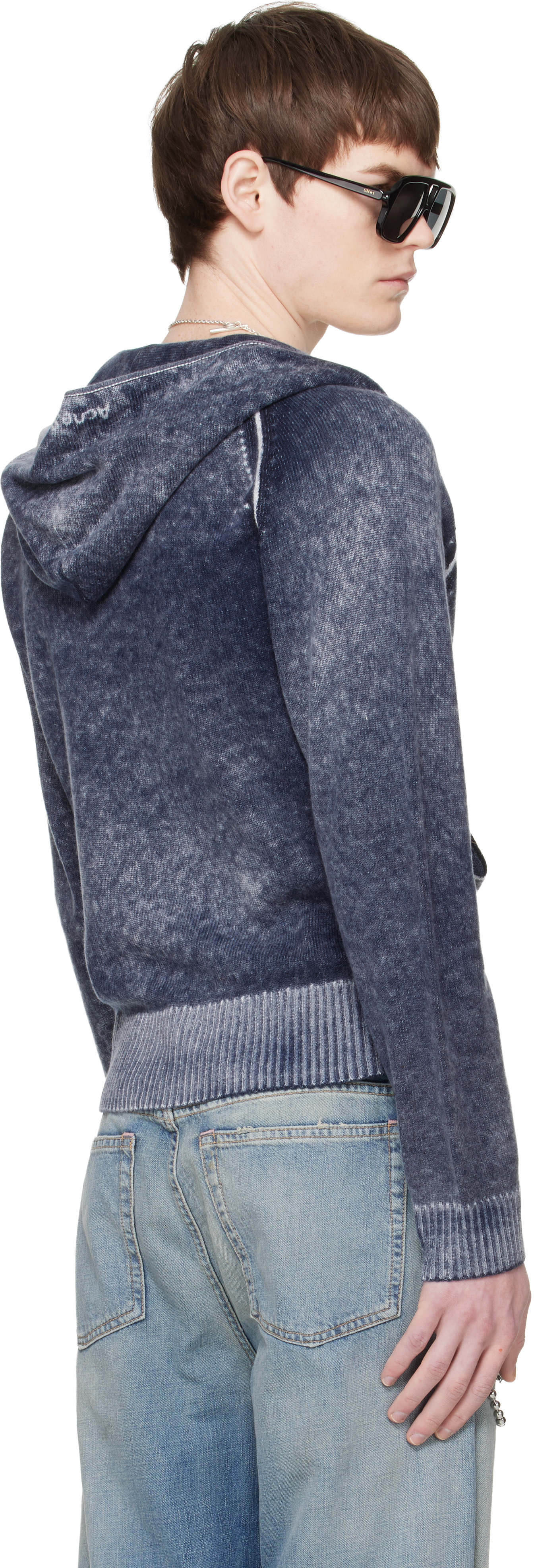 Acne Studios - Pull à capuche bleu marine à glissière