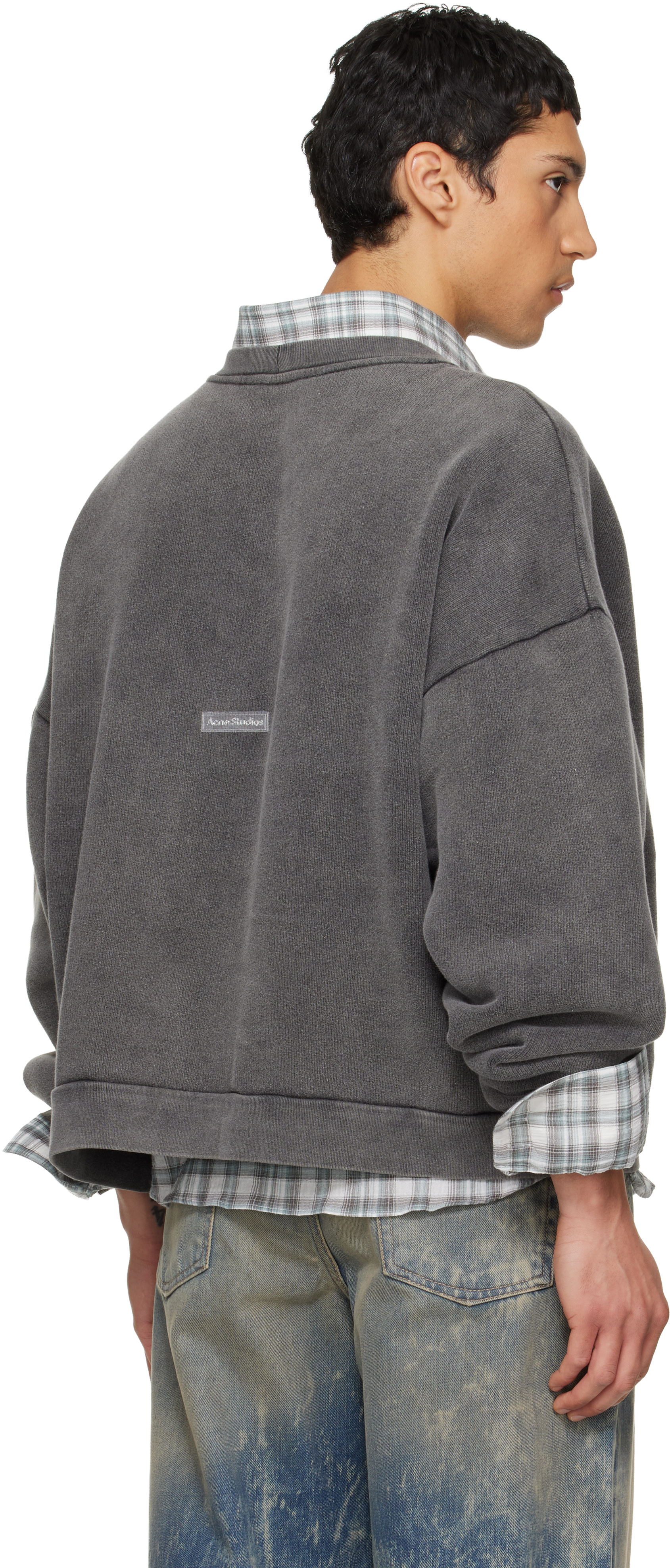 Acne Studios - 그레이 스웨터 로고 패치 스웨트셔츠