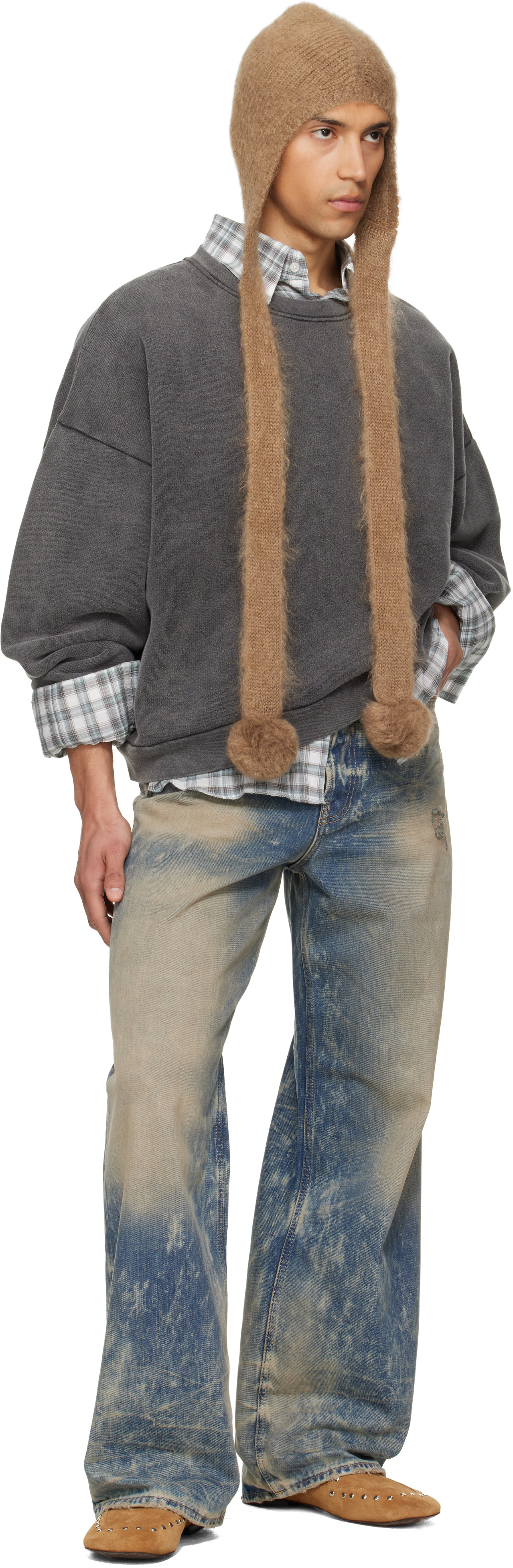 Acne Studios - Pull molletonné gris à écusson à logo