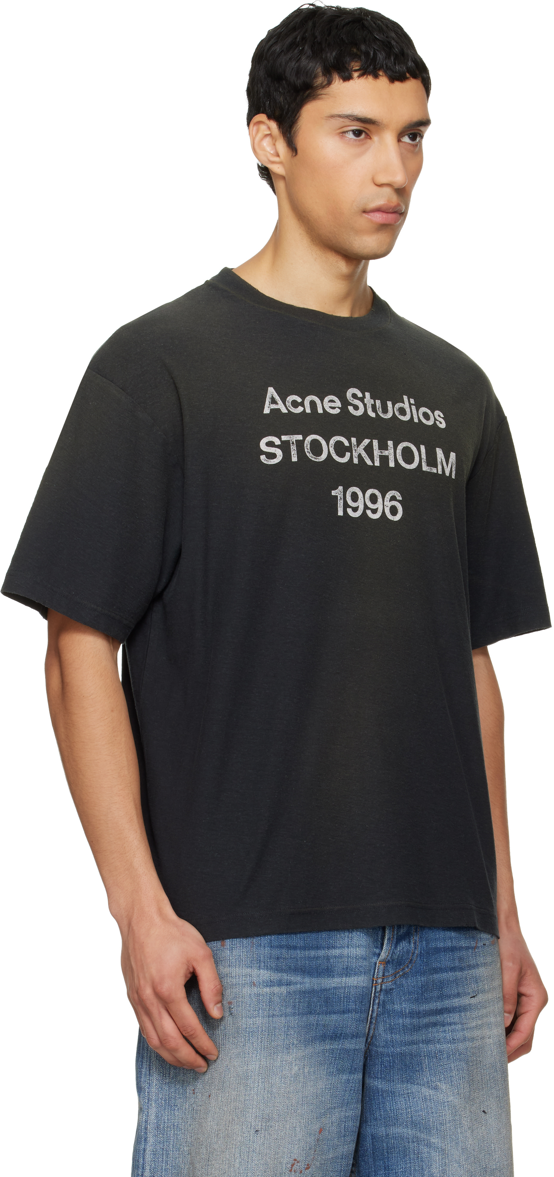 Acne Studios: Black Logo T-shirt | SSENSE