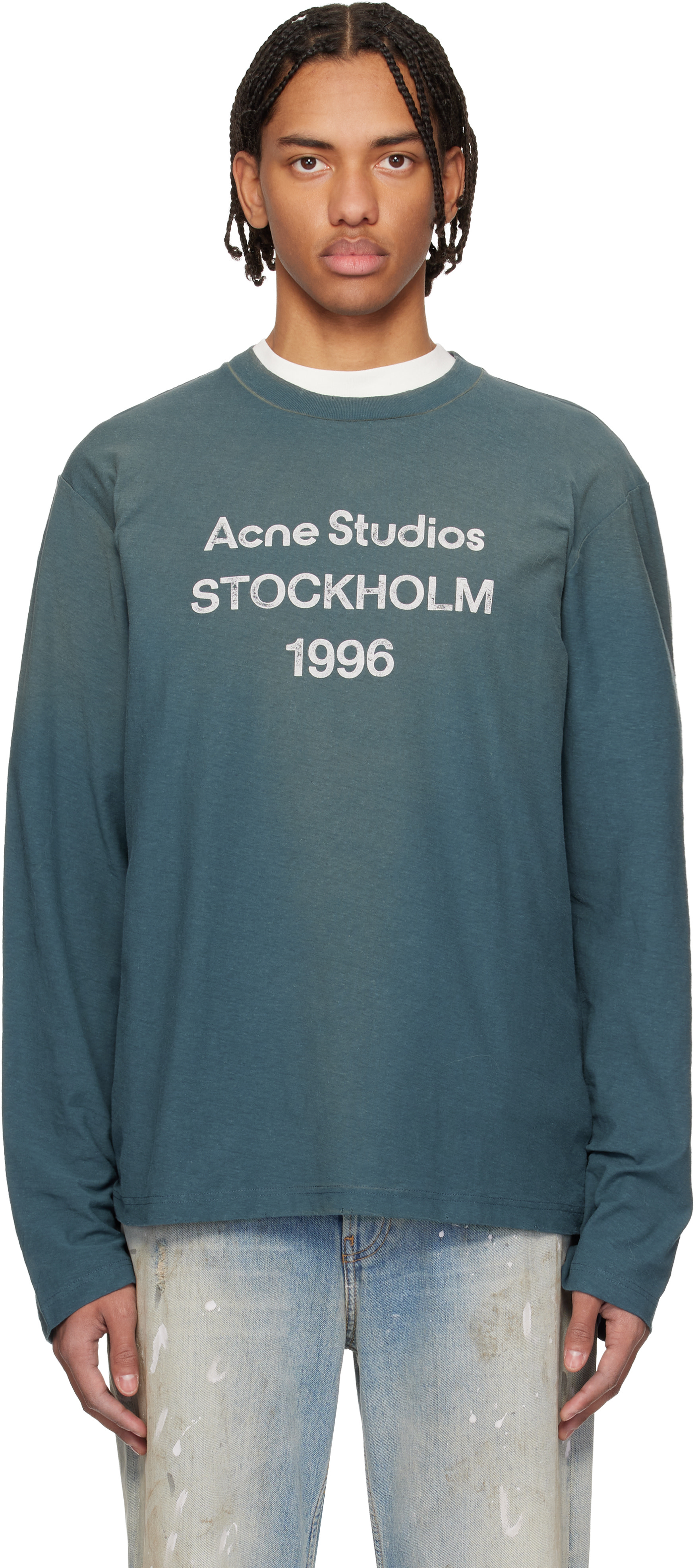 Acne Studios - T-shirt décontracté bleu à logo