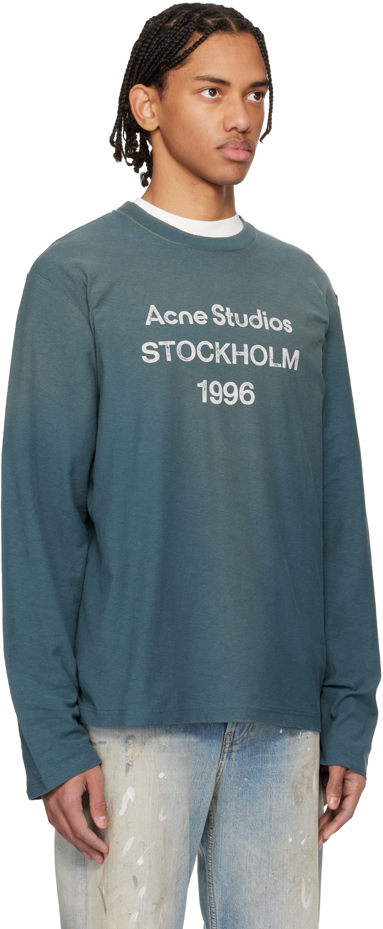 Acne Studios - T-shirt décontracté bleu à logo