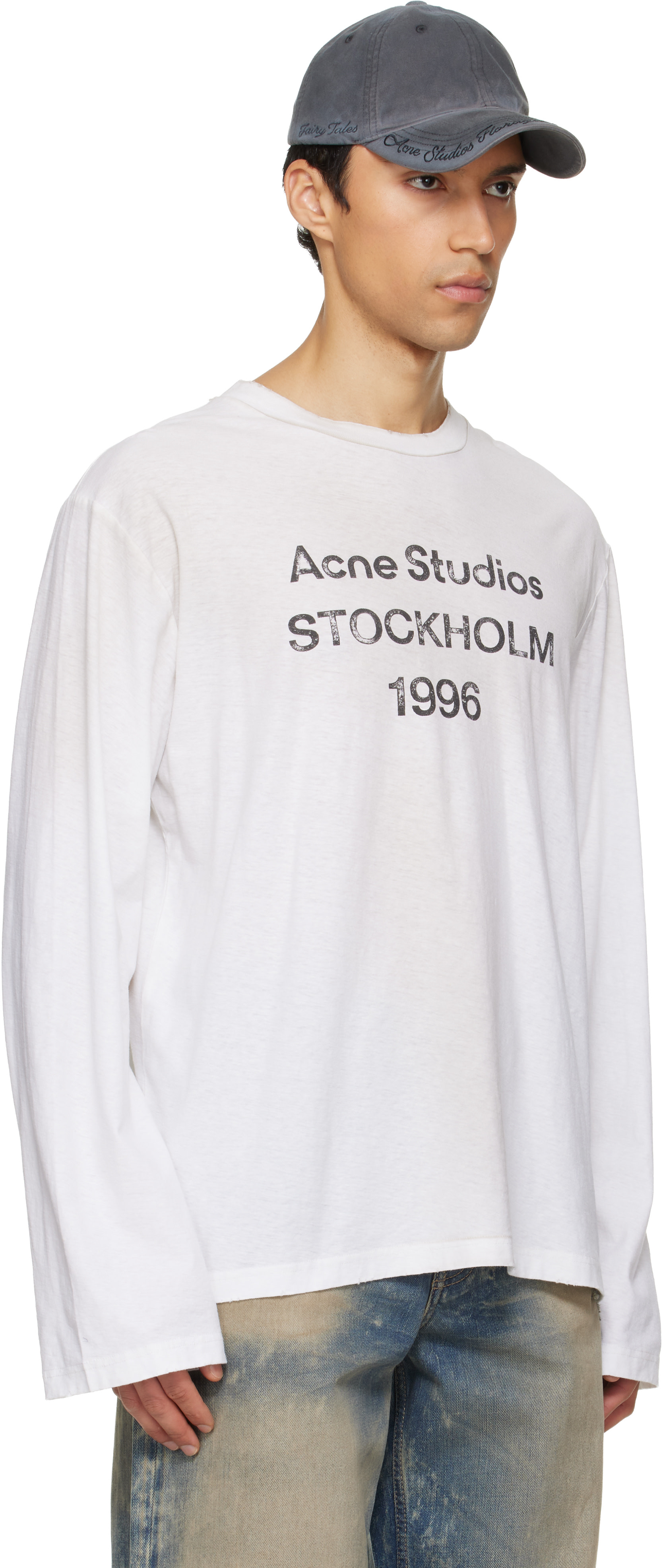 【即日発送】acne studios ポロシャツ 長袖 オフホワイト Acne Studios: Off-White Logo T-shirt | SSENSE