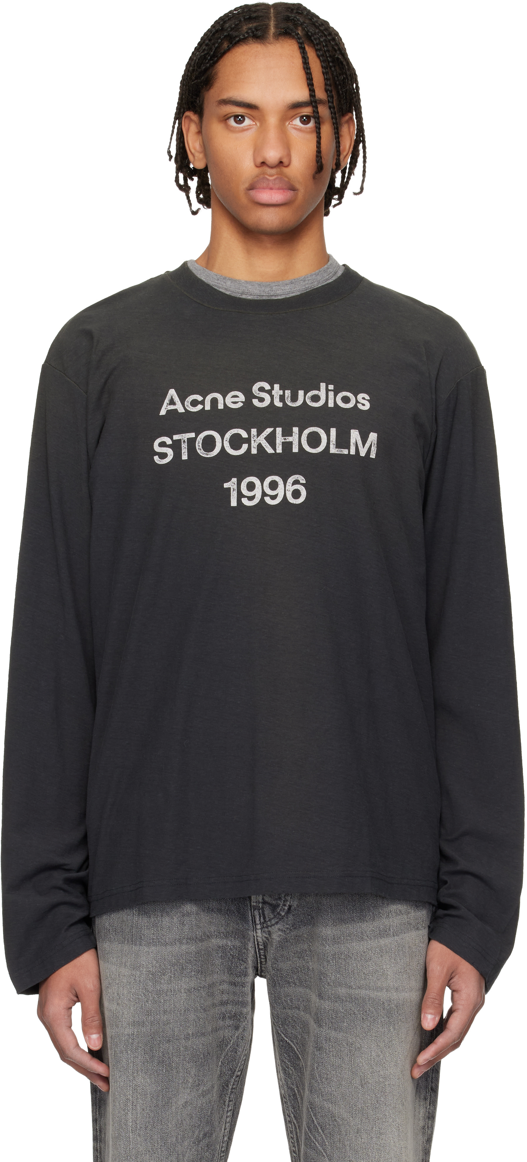 Acne Studios - T-shirt décontracté noir à logo