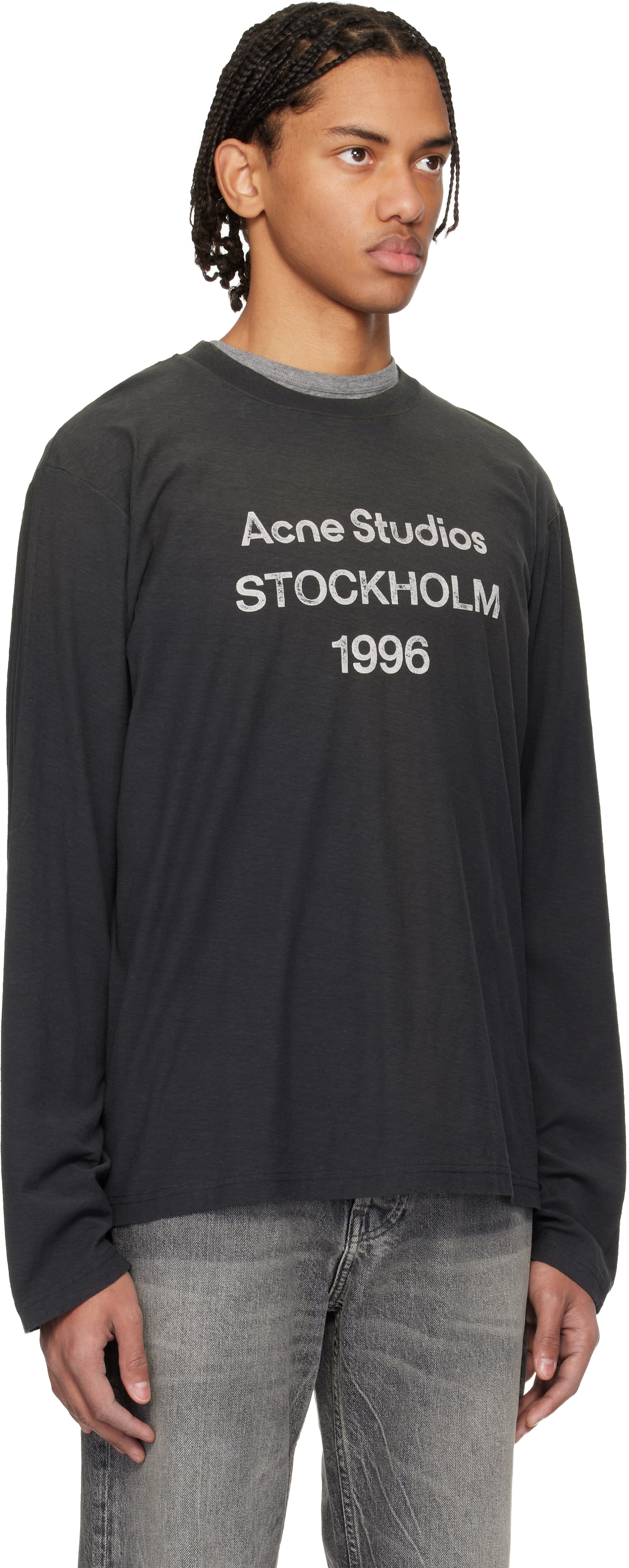 Acne Studios - T-shirt décontracté noir à logo