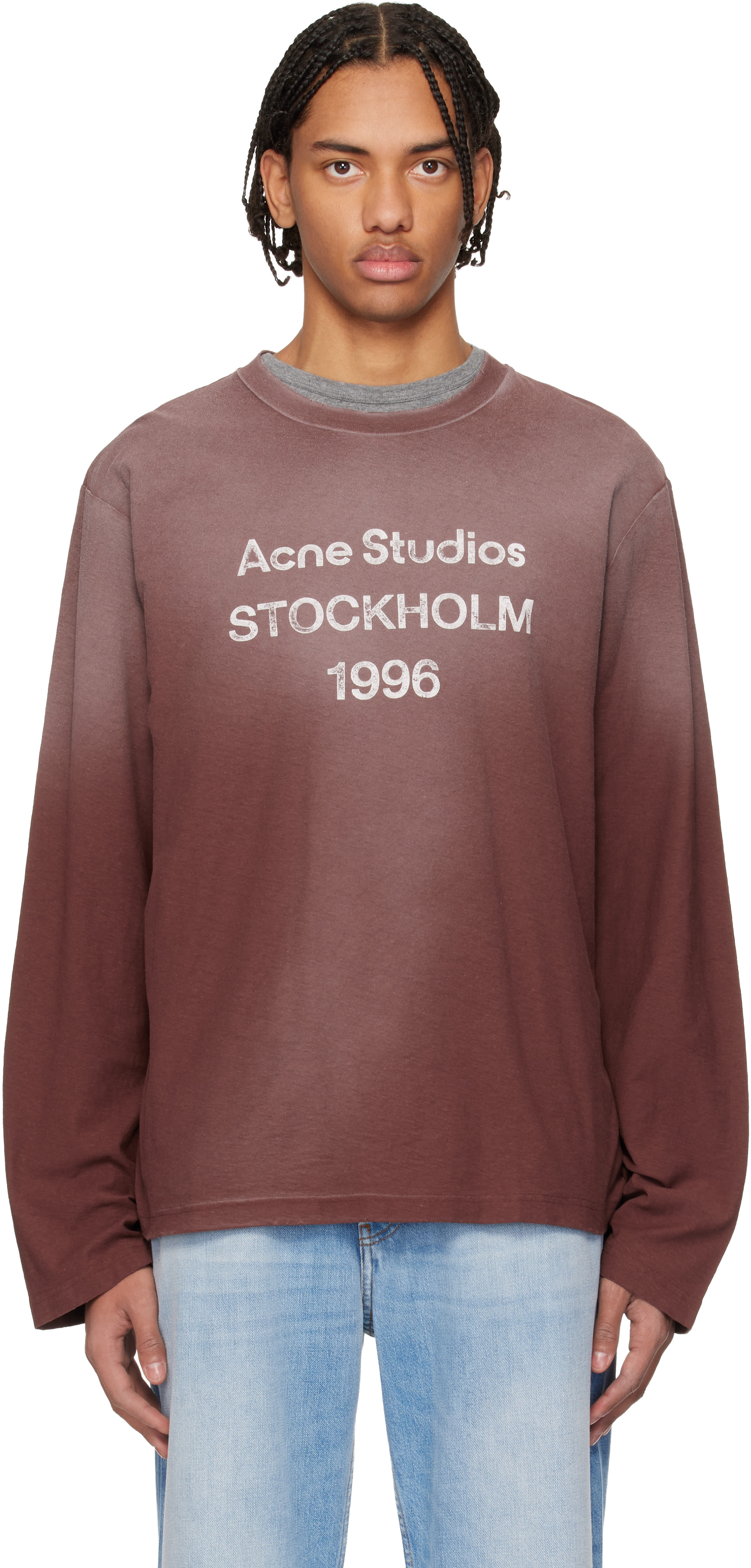 Acne Studios - T-shirt décontracté brun à logo