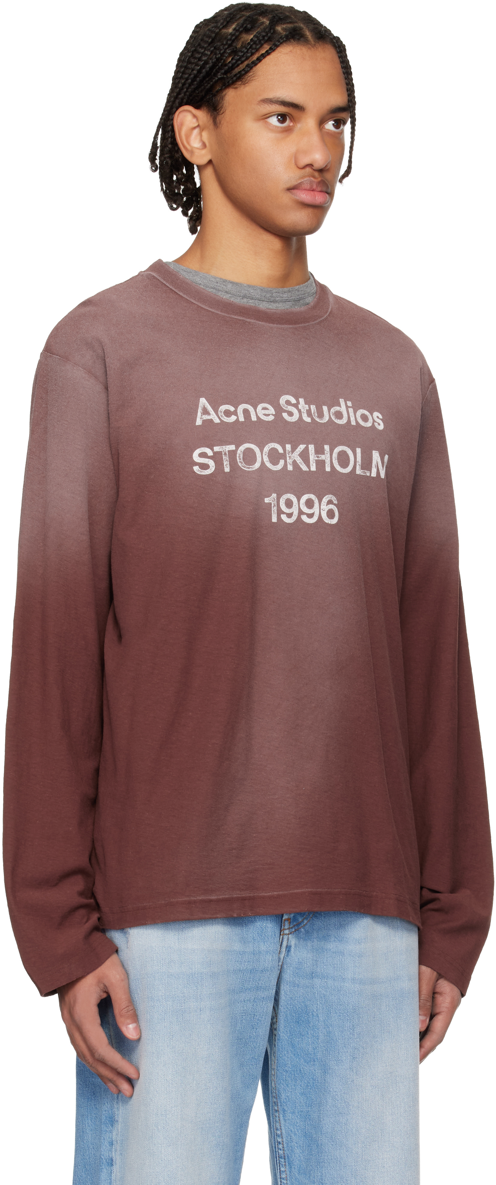 Acne Studios - T-shirt décontracté brun à logo