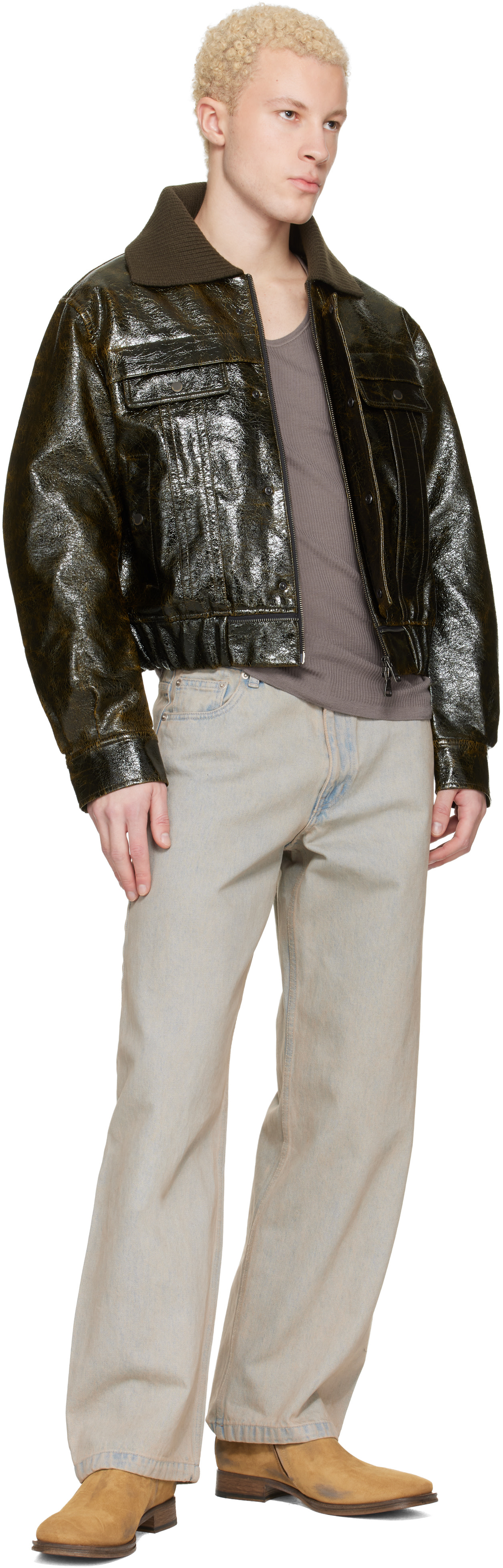 Acne Studios - Bottines brun clair en suède