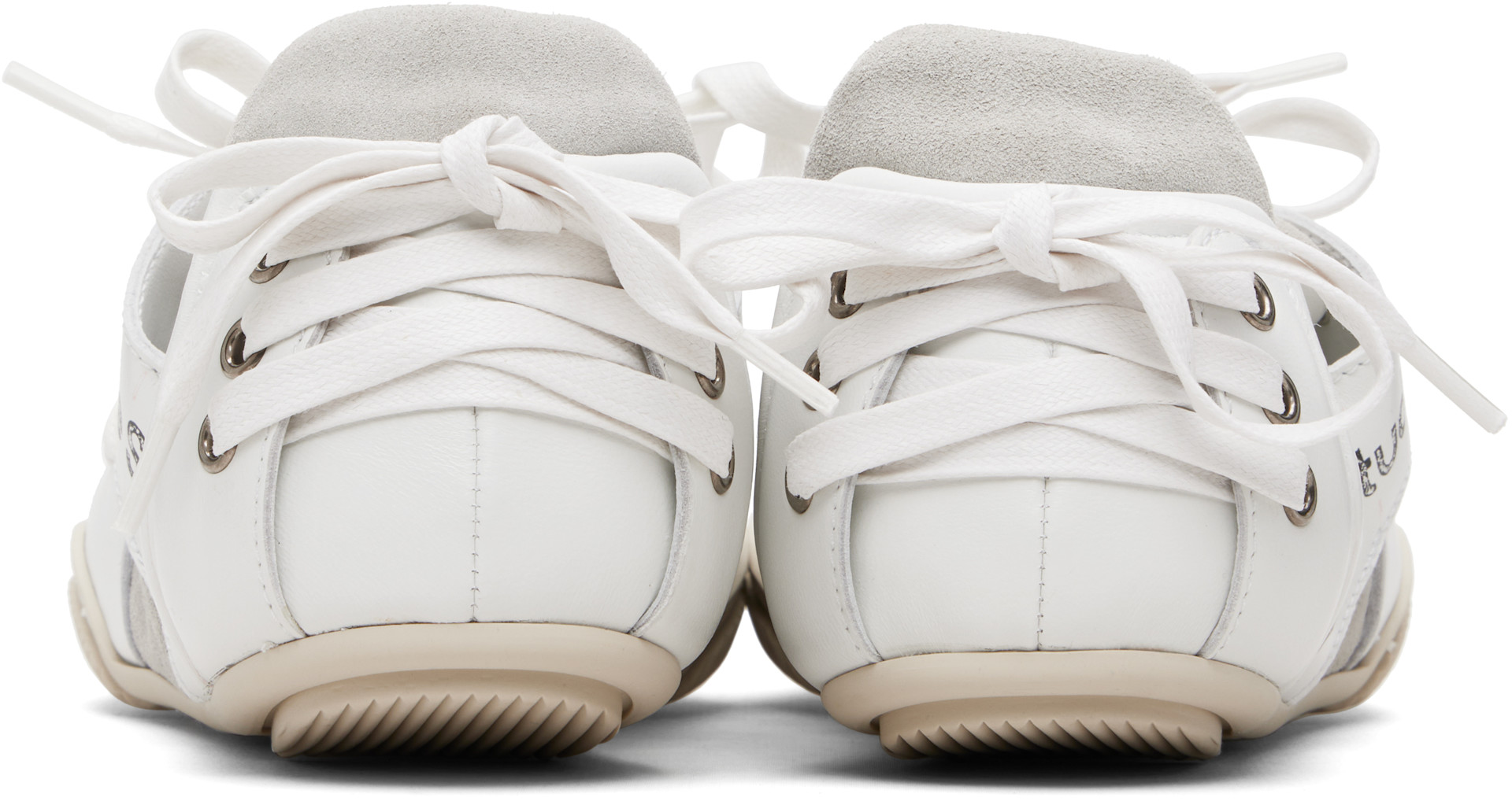 Acne Studios: White Leather Lace-Up Sneakers | SSENSE
