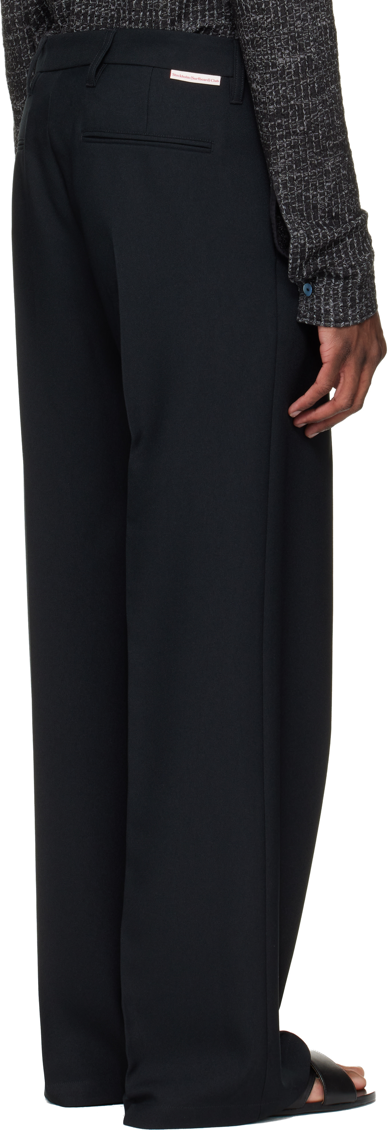 Stockholm (Surfboard) Club: Black Tailored Bootcut Trousers | SSENSE