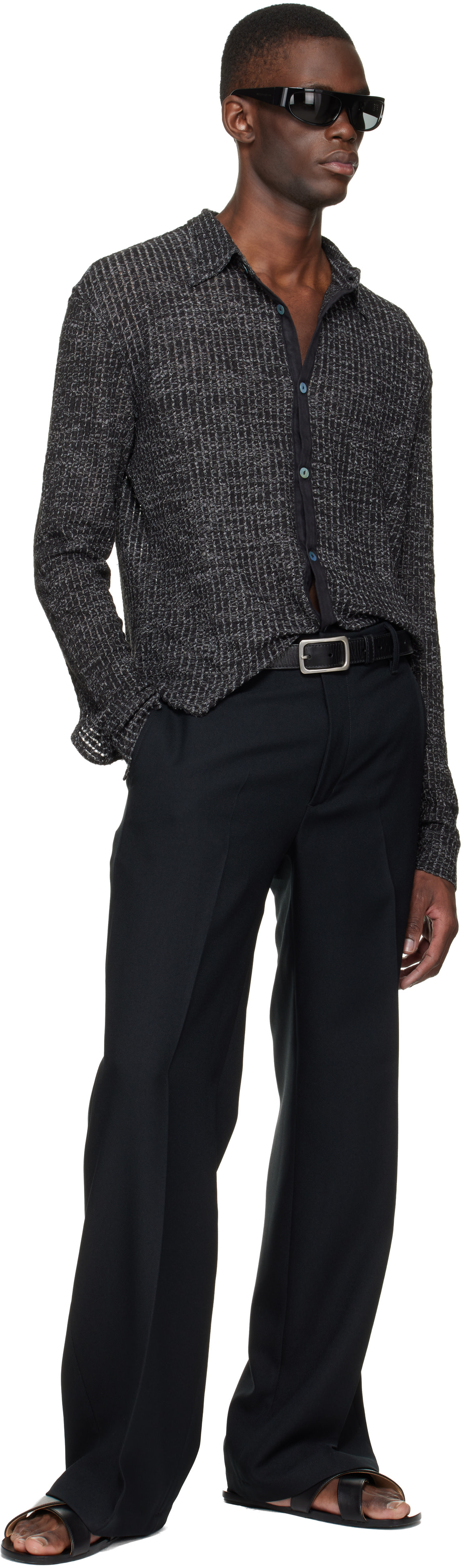 Stockholm (Surfboard) Club: Black Tailored Bootcut Trousers | SSENSE