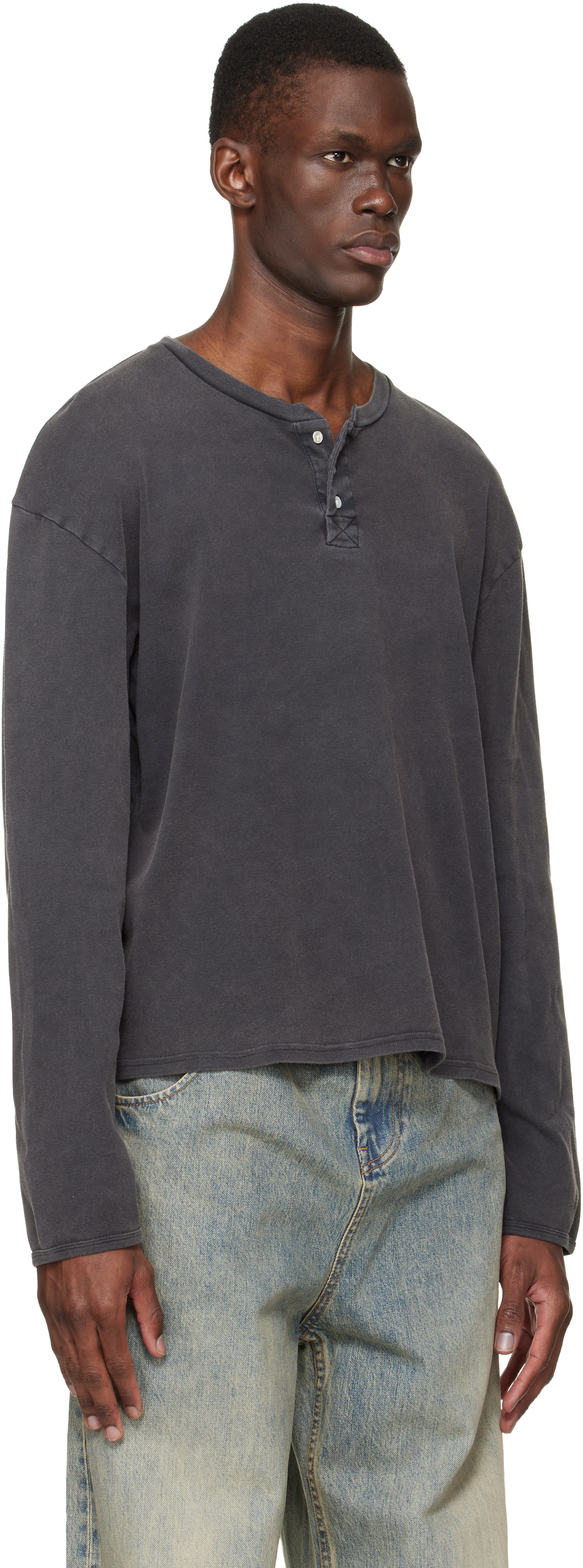 Stockholm (Surfboard) Club: Black Faded Henley | SSENSE United Kingdom