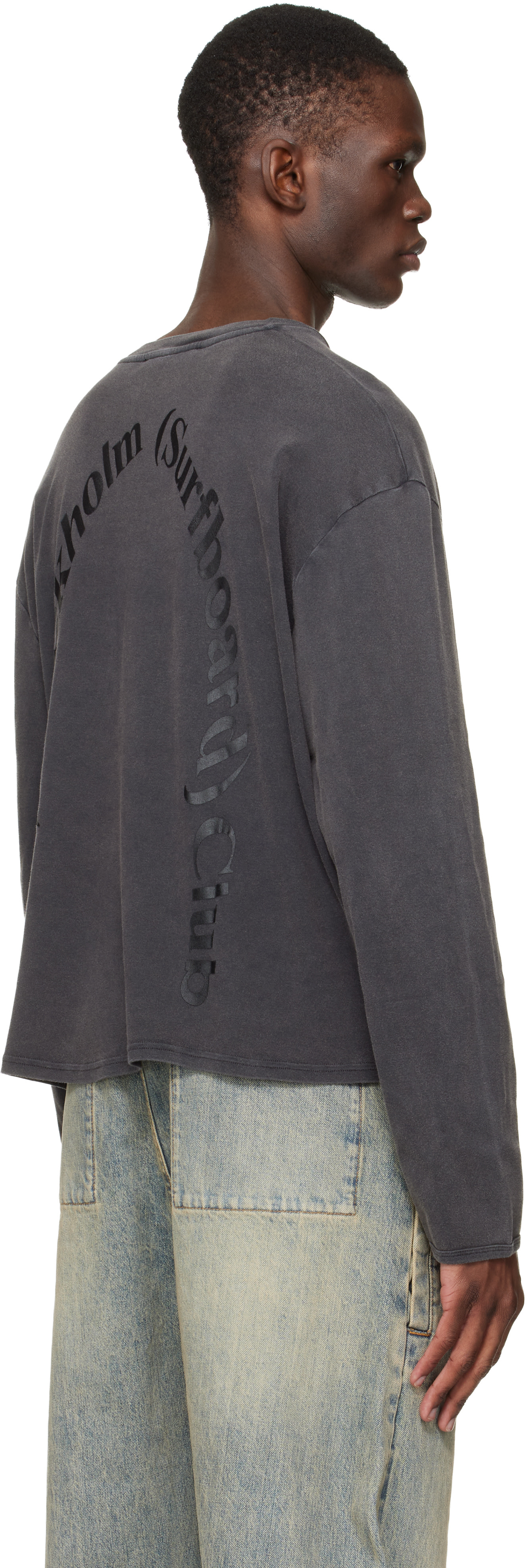Stockholm (Surfboard) Club: Black Faded Henley | SSENSE Canada