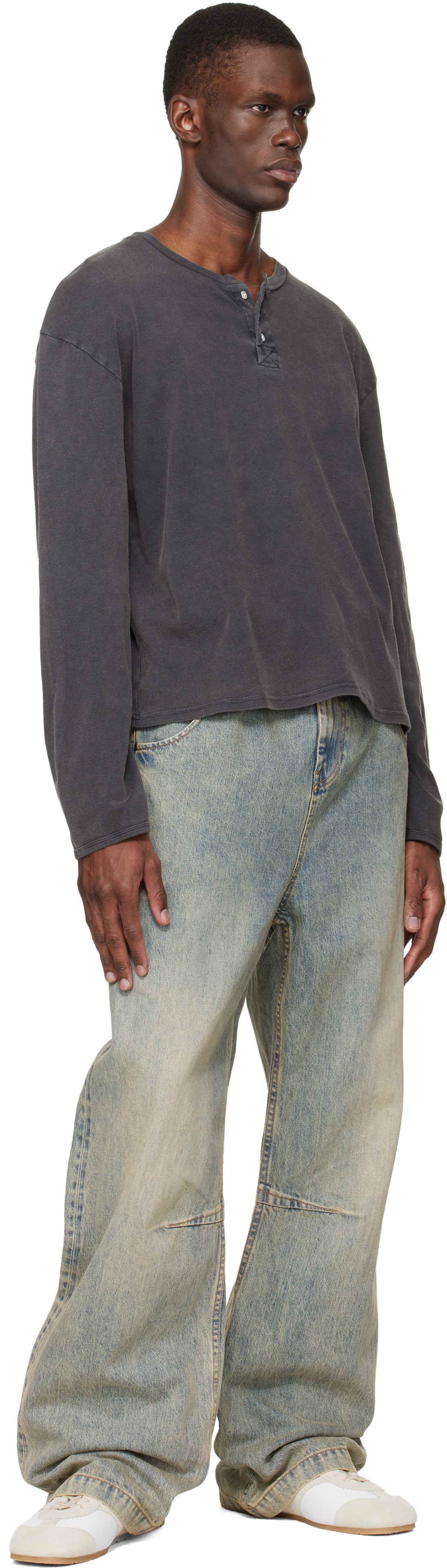 Stockholm (Surfboard) Club: Black Faded Henley | SSENSE Canada