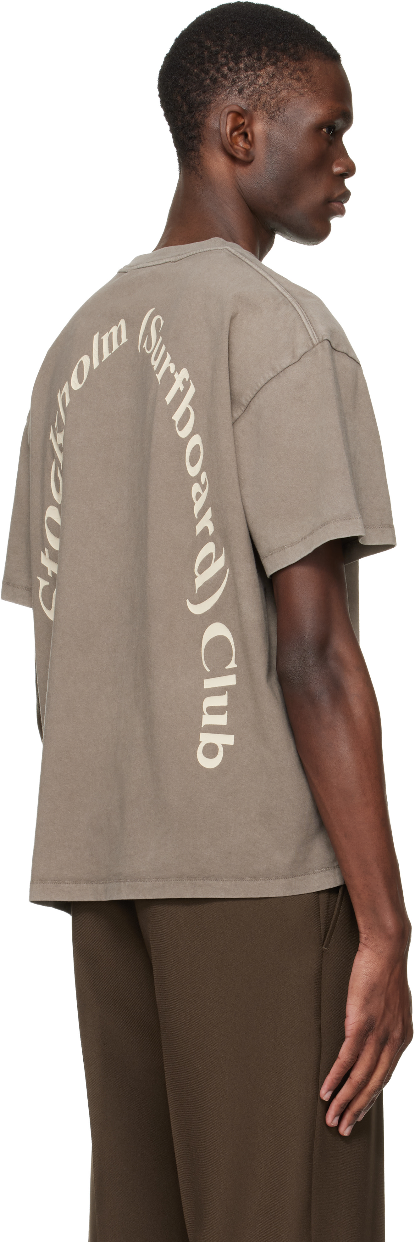 Stockholm (Surfboard) Club: Taupe Back Logo T-shirt | SSENSE