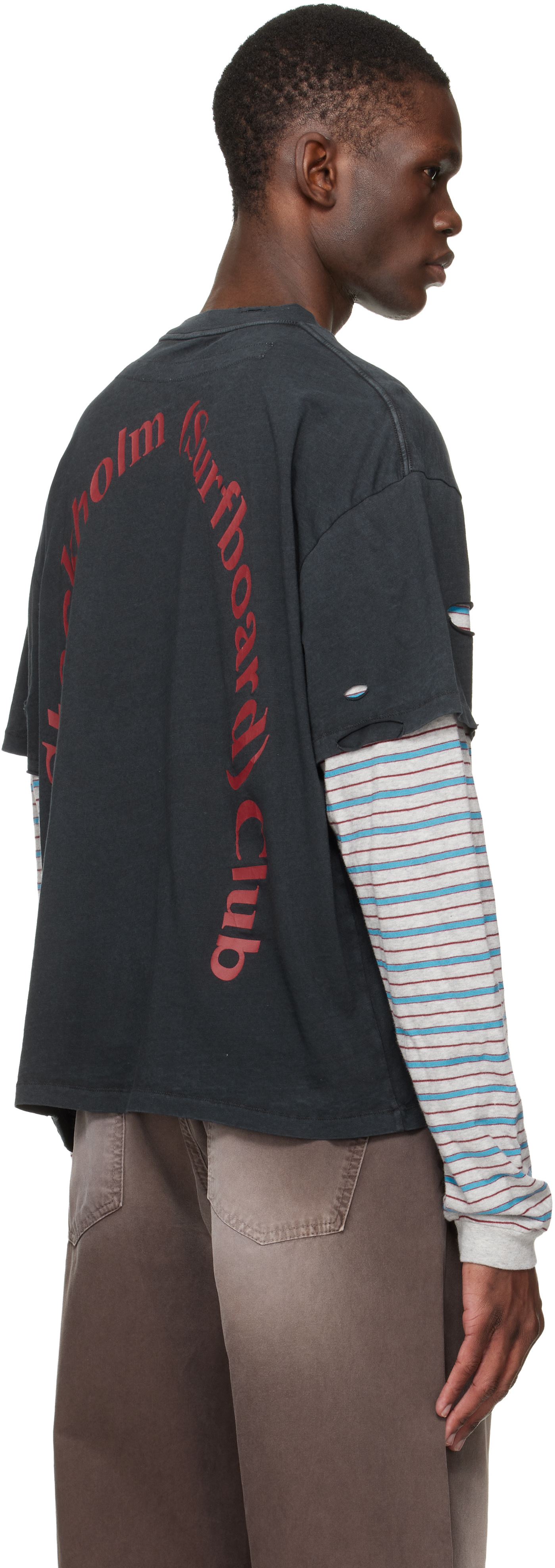 Stockholm (Surfboard) Club: Black Back Logo Layered T-shirt | SSENSE
