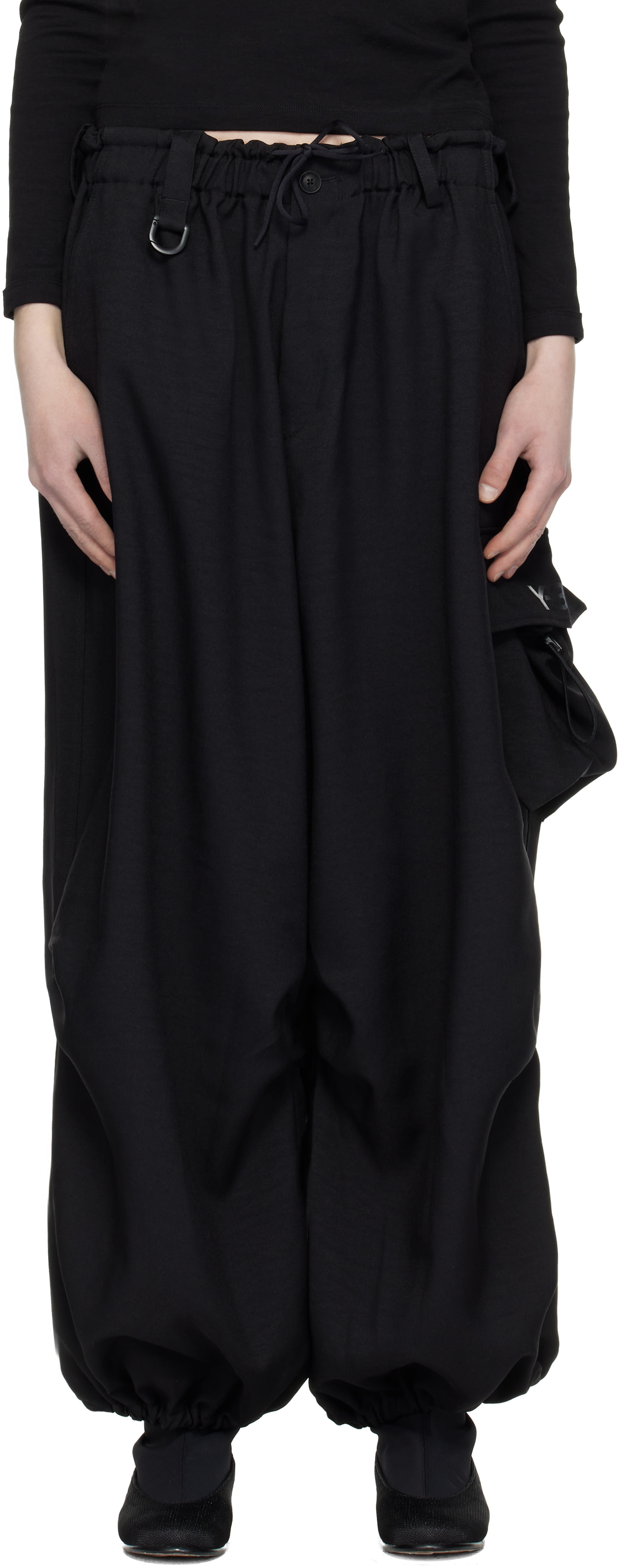 Y-3: Black Sport Uniform Wide Cargo Pants | SSENSE