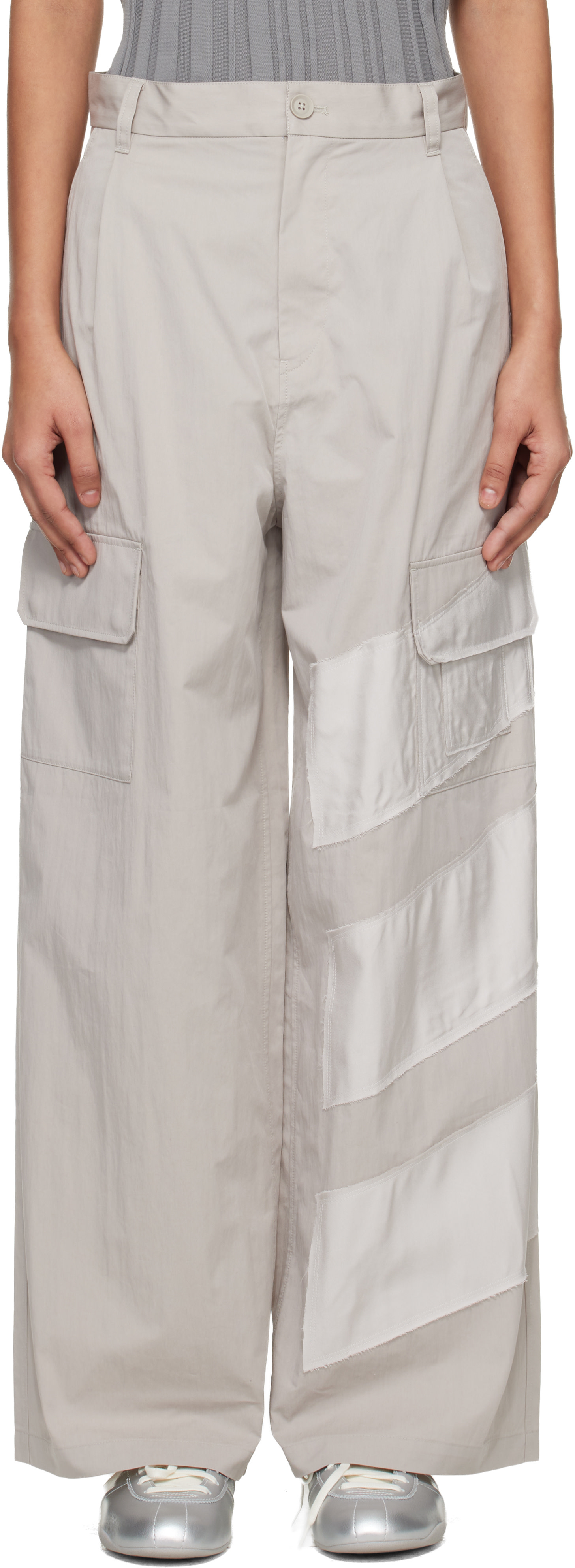 Y-3 - Pantalon cargo ample taupe