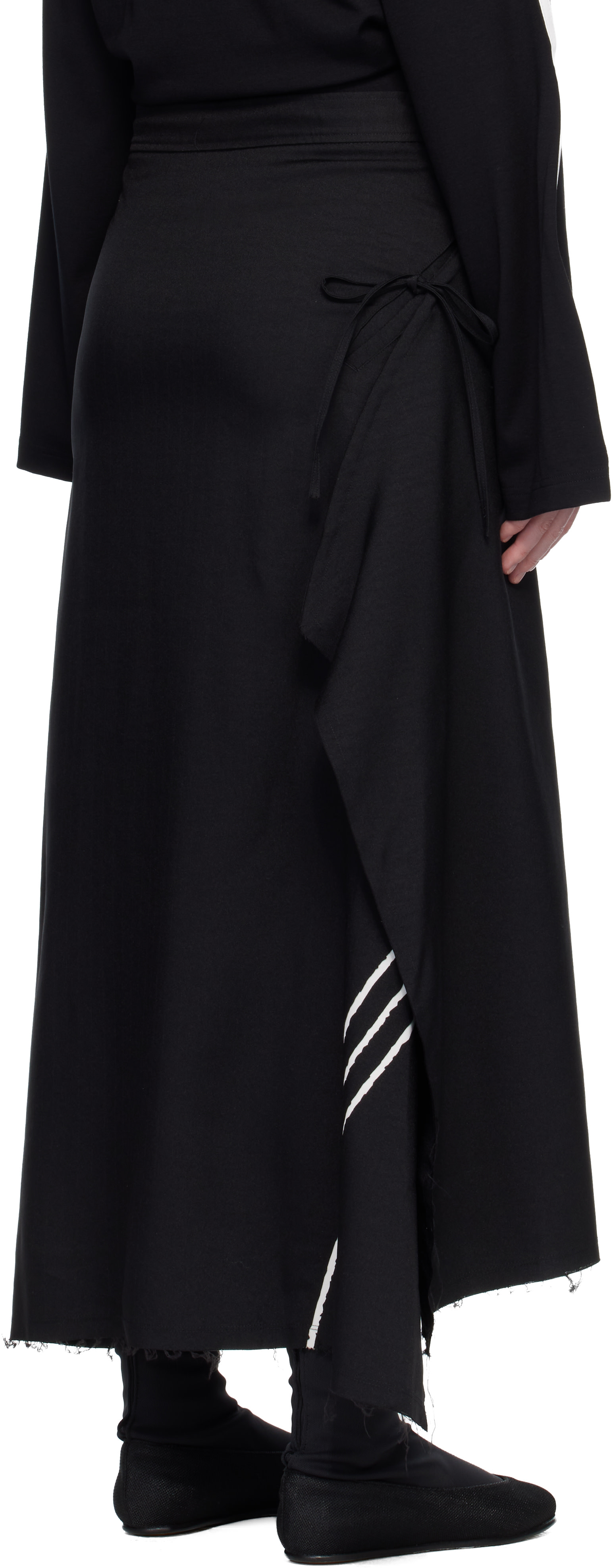 Y-3: ブラック Sport Uniform Raw Cut 3 Stripes ミディアムスカート