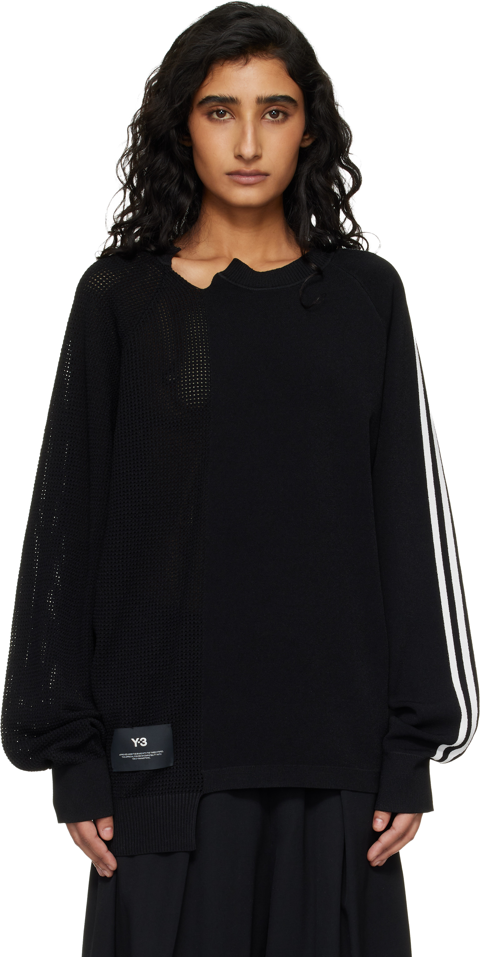 Y-3 - Pull noir en tricot à logo