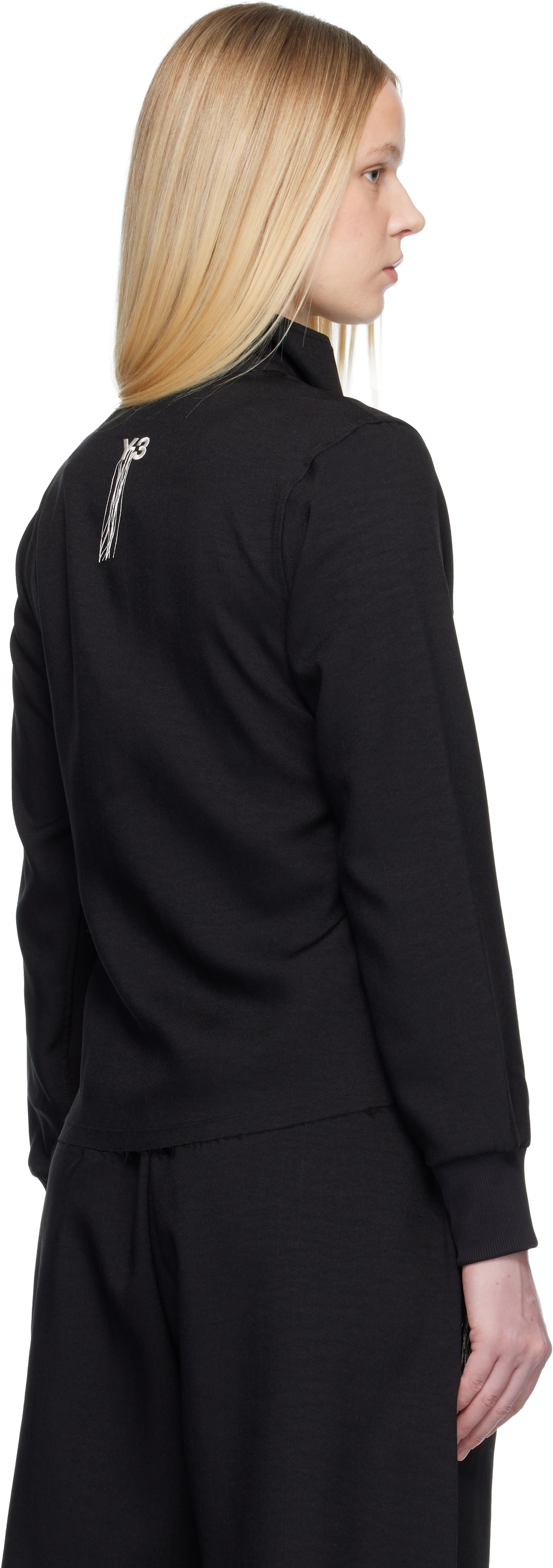 Y-3: Black Sport Uniform Raw Cut 3 Stripes Track Jacket | SSENSE
