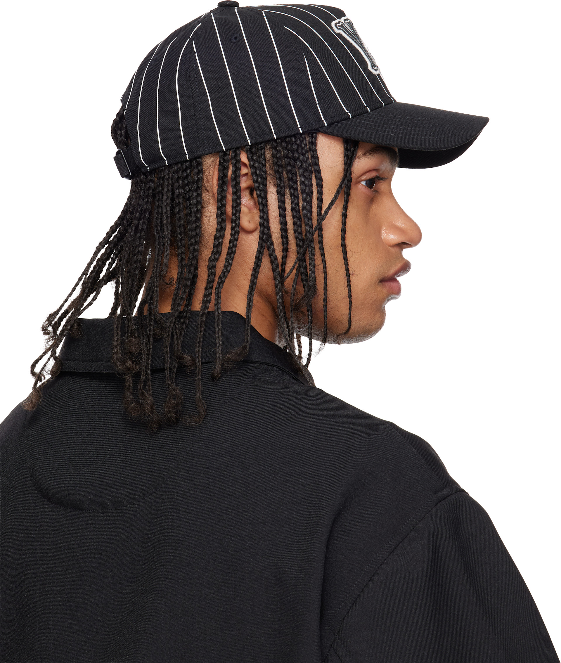 Y-3: ブラック ピンストライプ キャップ | SSENSE 日本