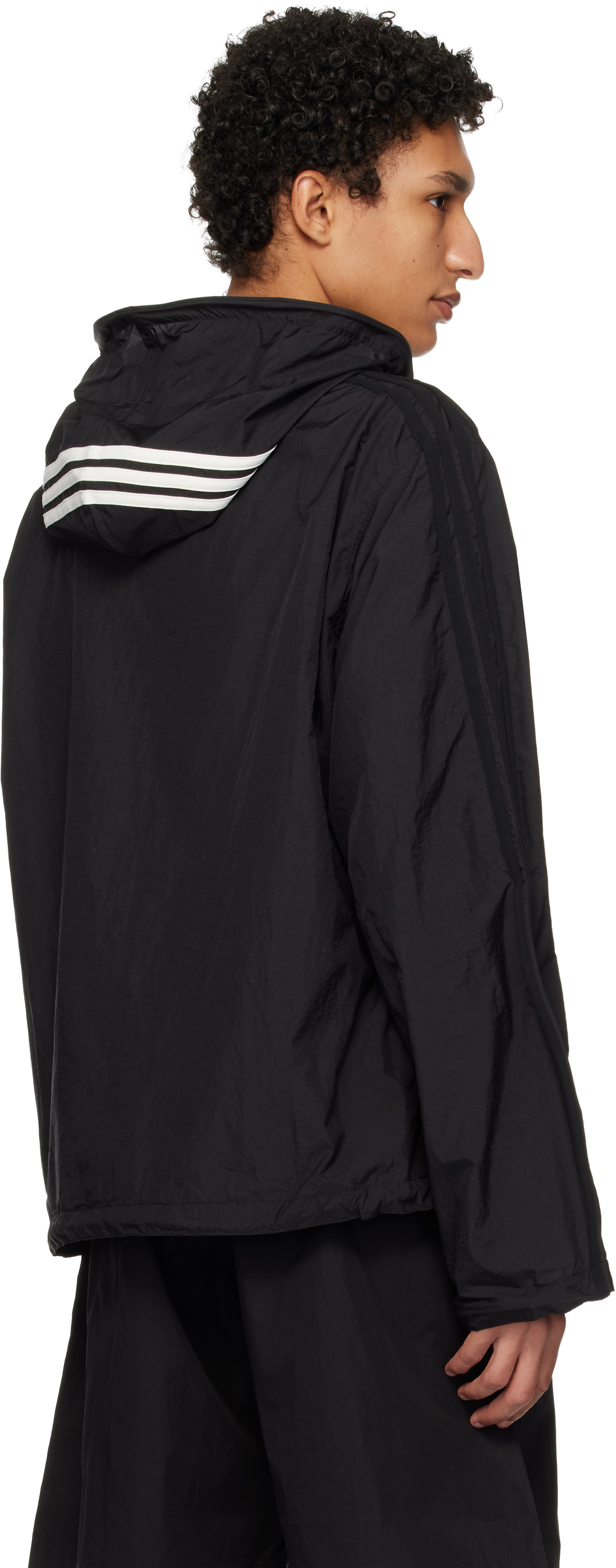 Y-3: Black Nylon Wired 3 Stripes Track Jacket | SSENSE Y-3: Black Nylon Wired 3 Stripes Track Jacket | SSENSE