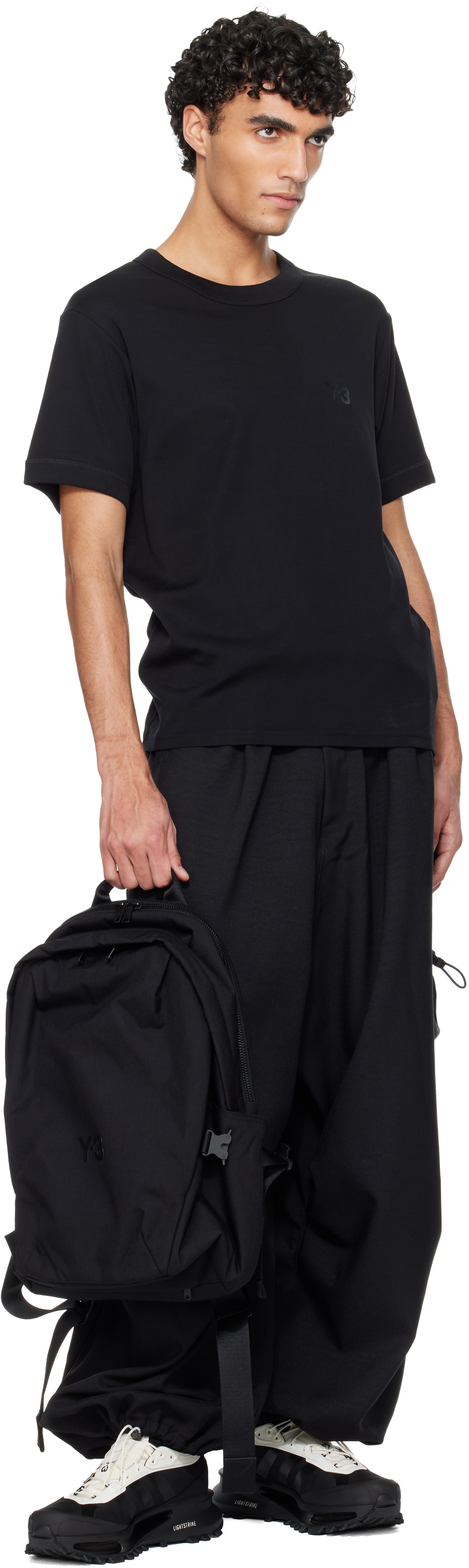 レ*ド様 Y-3 カーゴパンツ ワイドシルエット ブラック 黒 Y-3 ワイスリー カーゴパンツ NYLON WIRED 3 STRIPES CARGO PANTS
