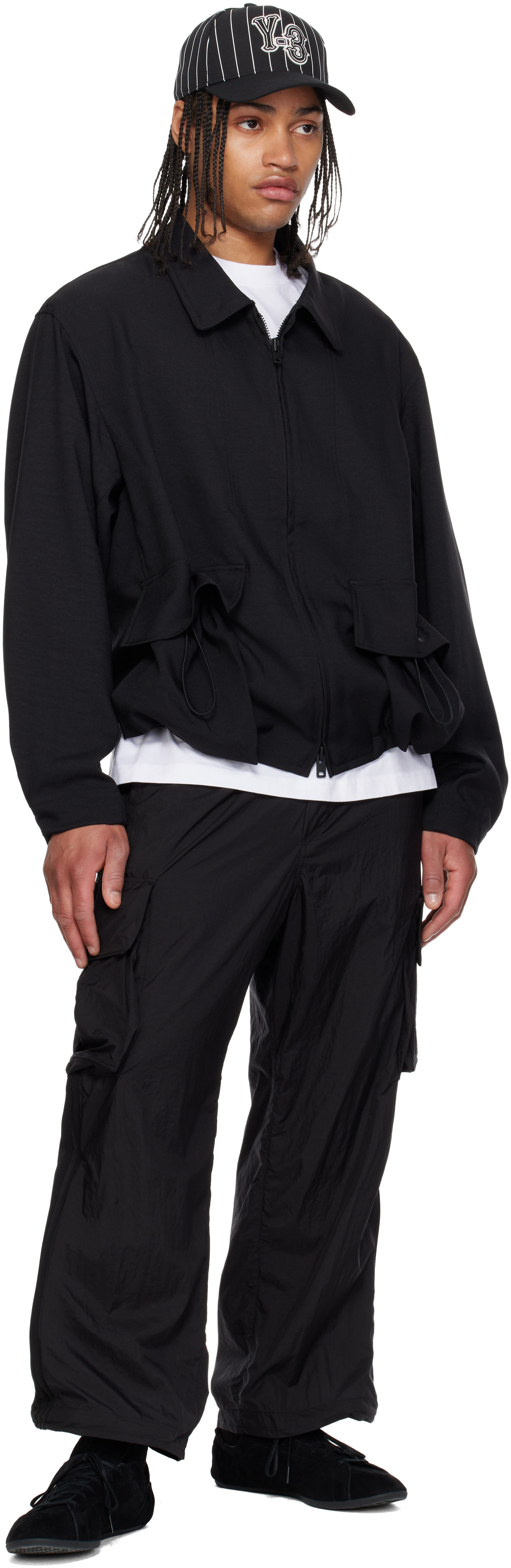Y-3: ブラック Nylon Wired 3 Stripes カーゴパンツ | SSENSE 日本