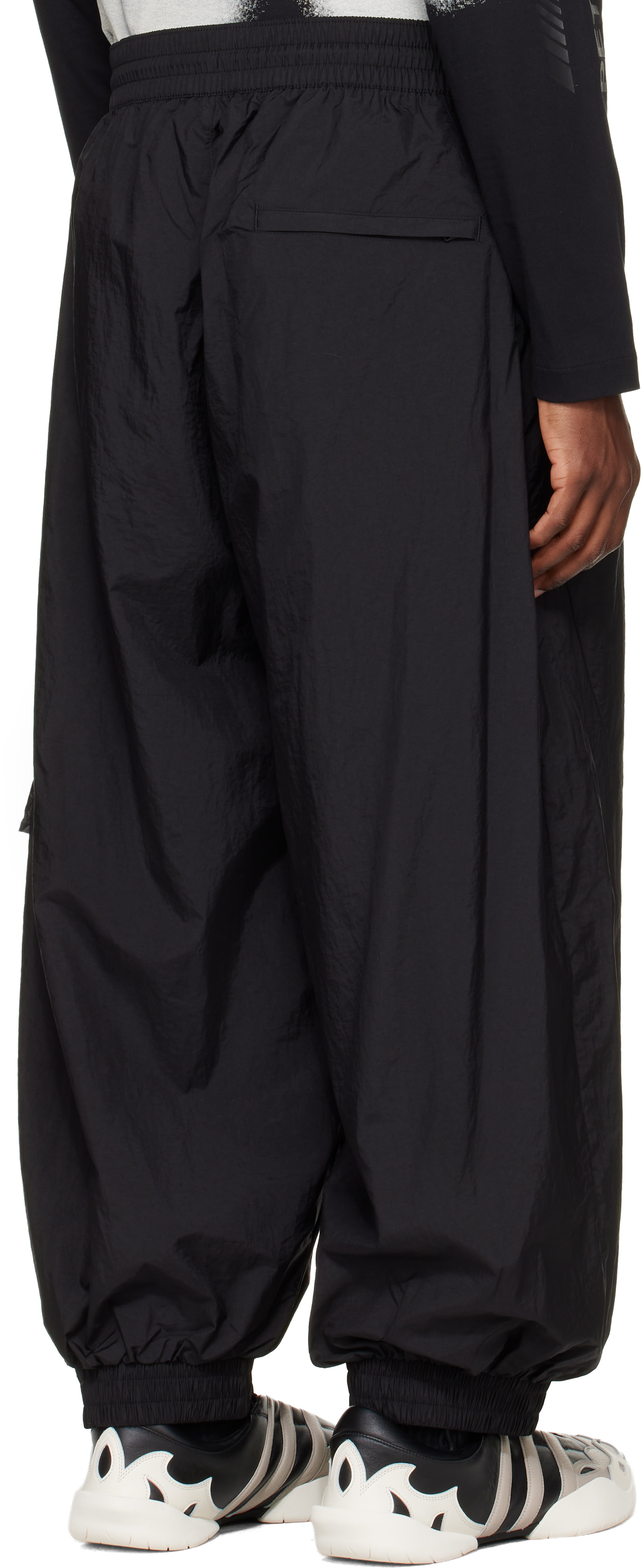 Y-3 - ブラック Raw Edge 3 Stripes Nylon Shell トラックパンツ