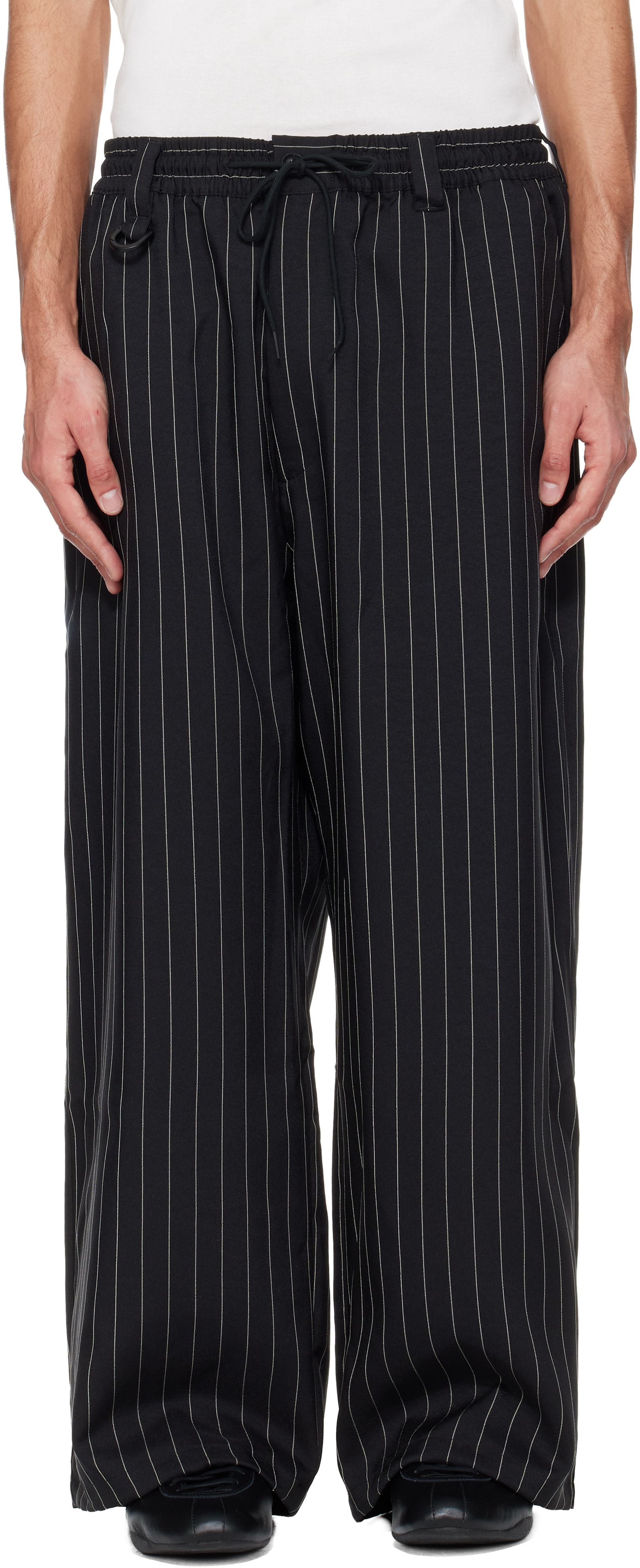 Y-3: Black Sport Uniform Pinstripe Track Pants | SSENSE