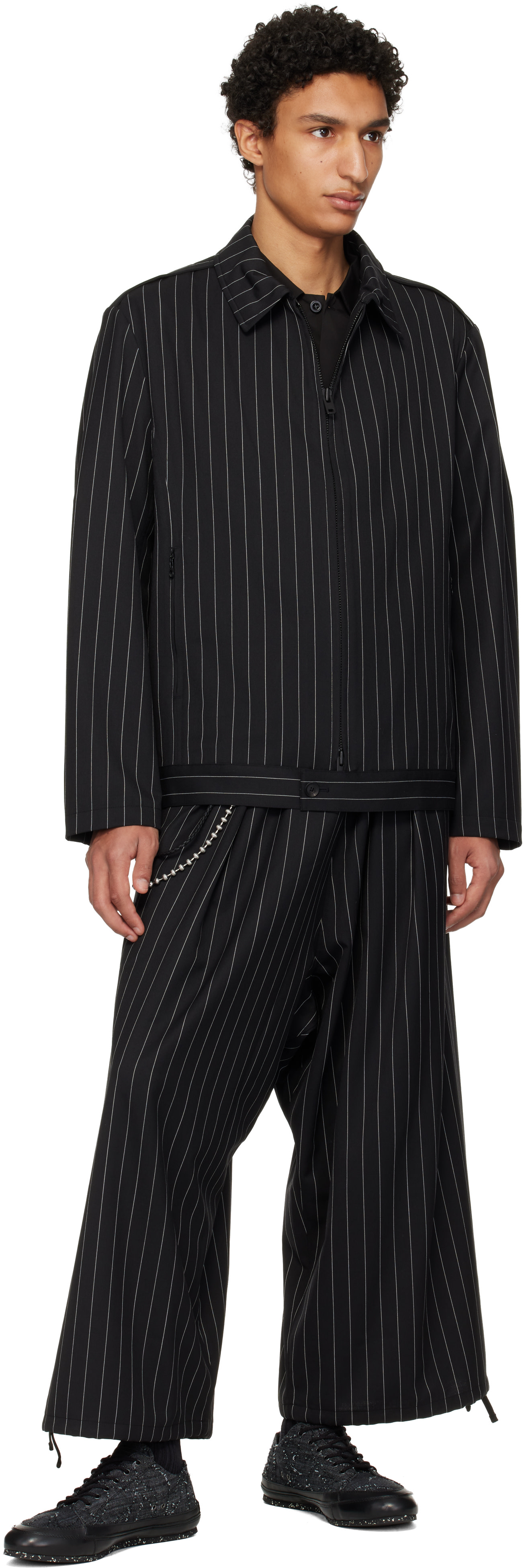 Y-3: Black Refined Wool Cropped Wide Leg Trousers | SSENSE