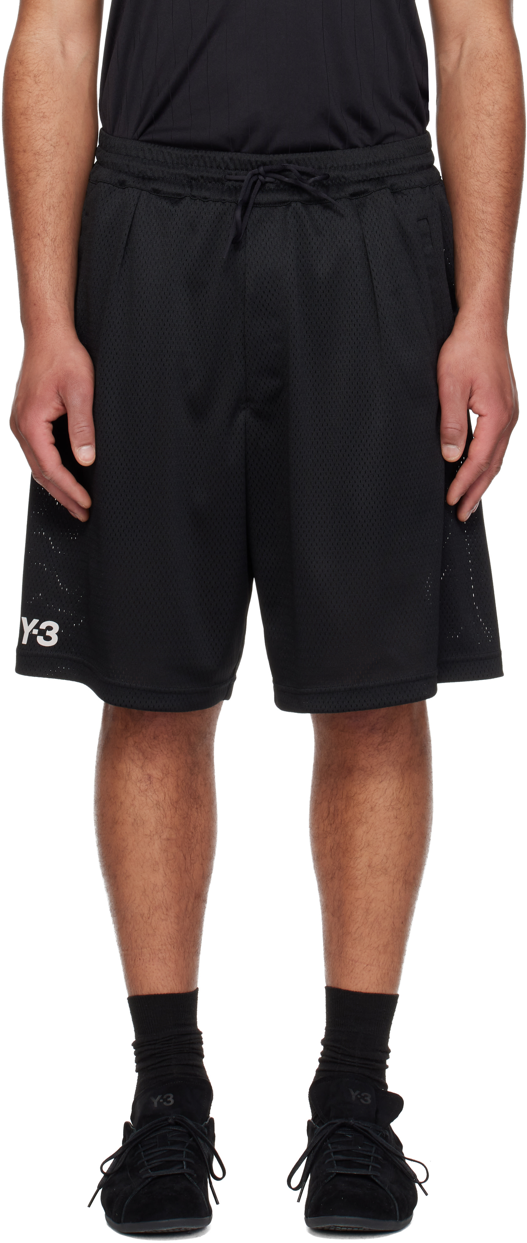 Y-3 - Short noir en filet