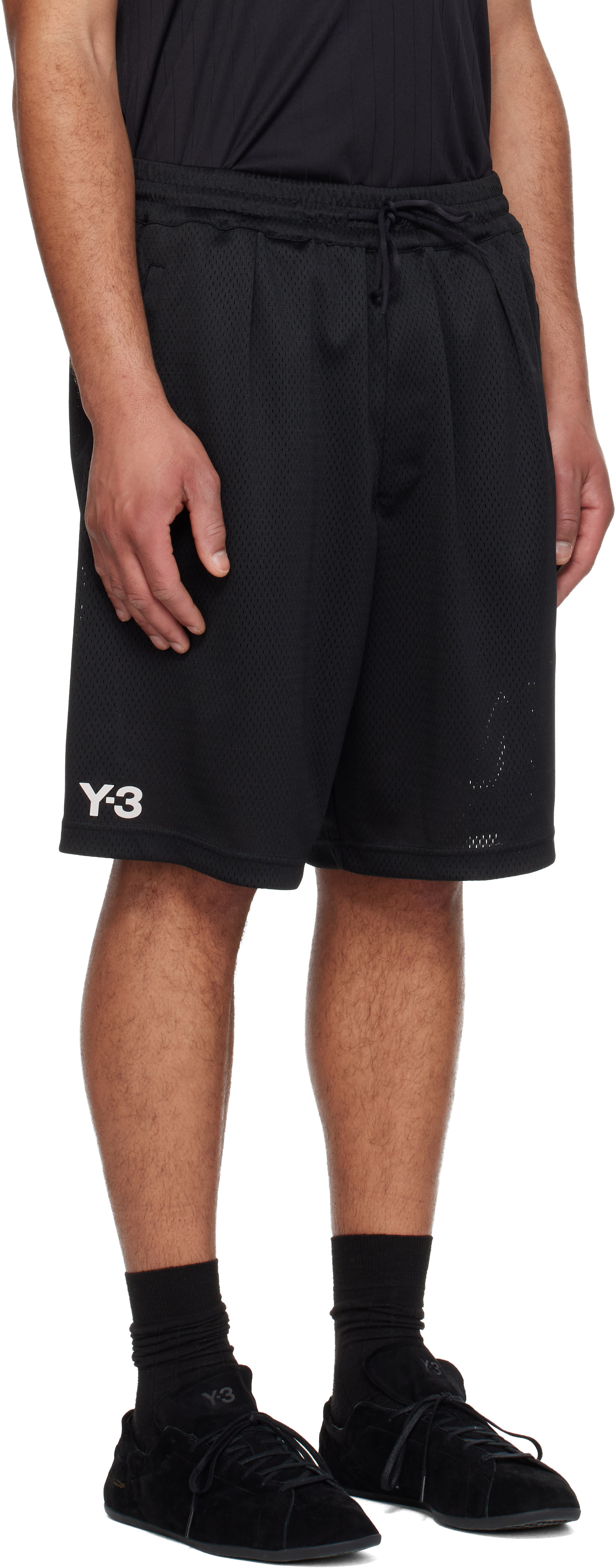 Y-3 - Short noir en filet