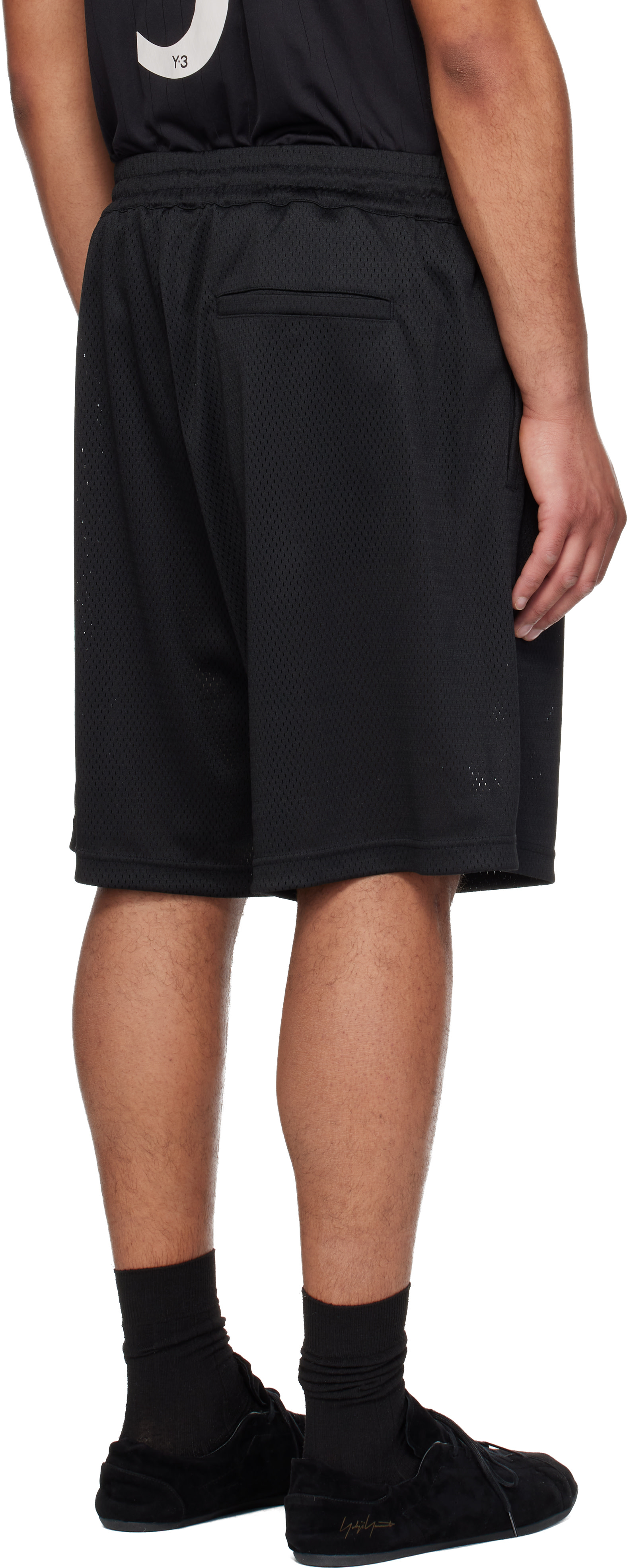 Y-3 - Short noir en filet