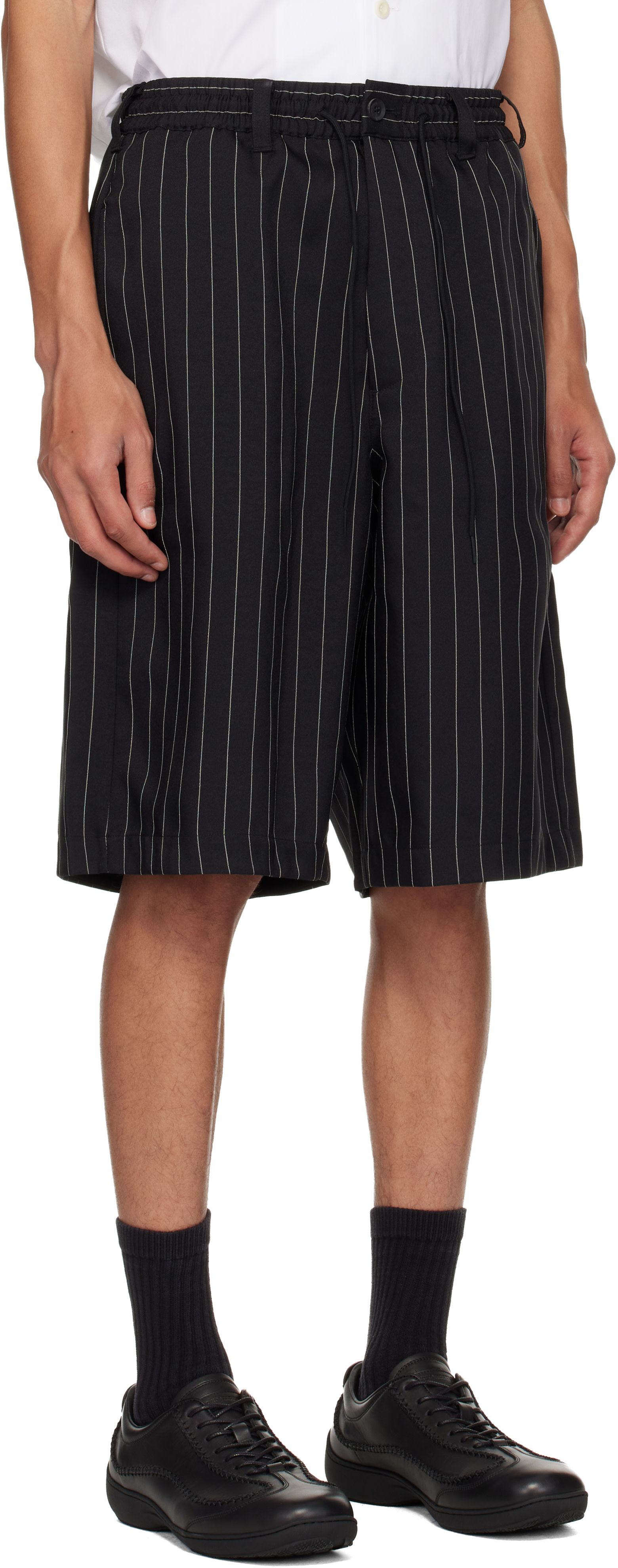 Y-3 - Black Pinstripe Sport Uniform Shorts