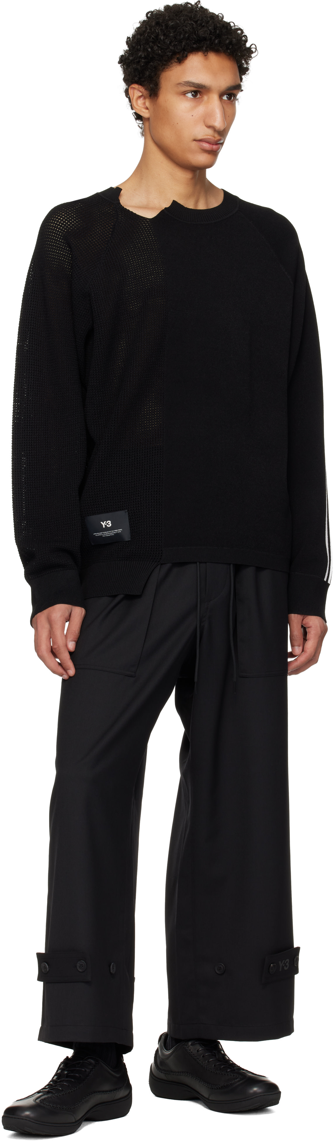 Y-3 - Pull noir en tricot à logo