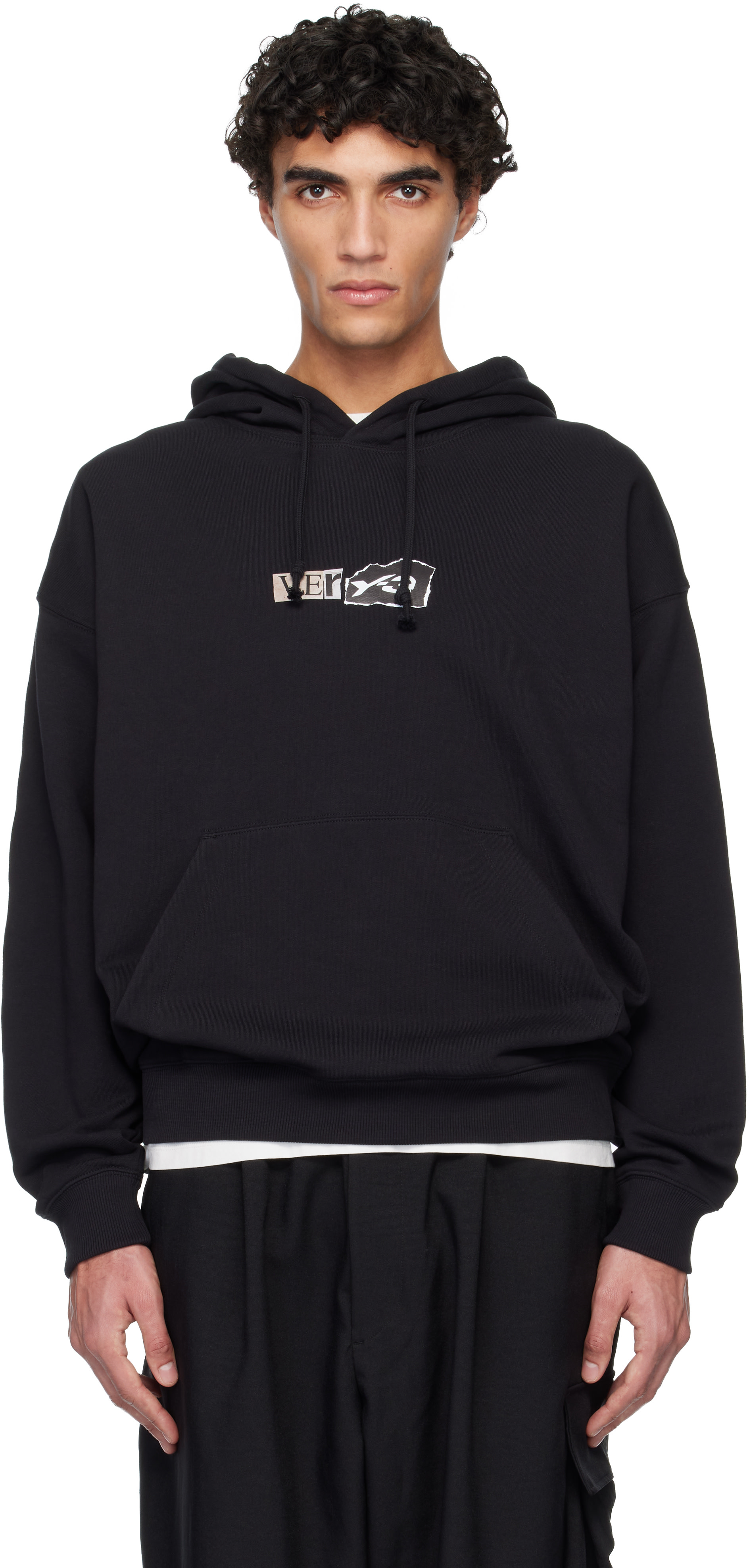 Y-3 - 블랙 브러쉬드 테리 GFX 후디