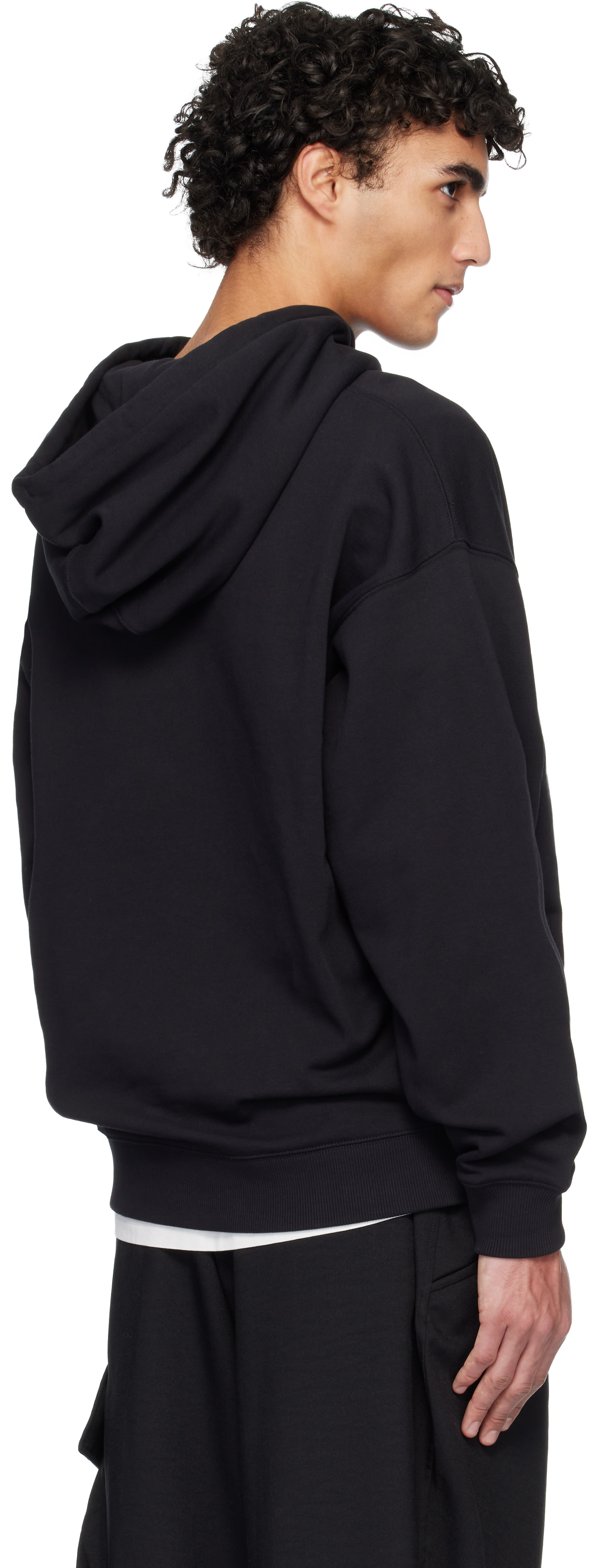 Y-3 - Pull à capuche GFX noir en jersey bouclette brossé