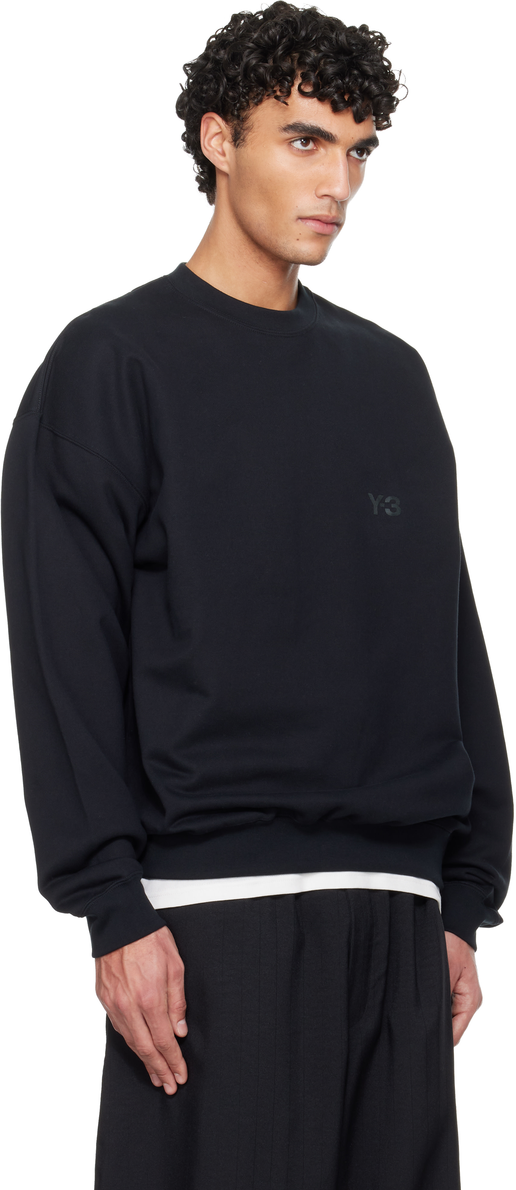 Y-3 - Pull molletonné noir en jersey bouclette