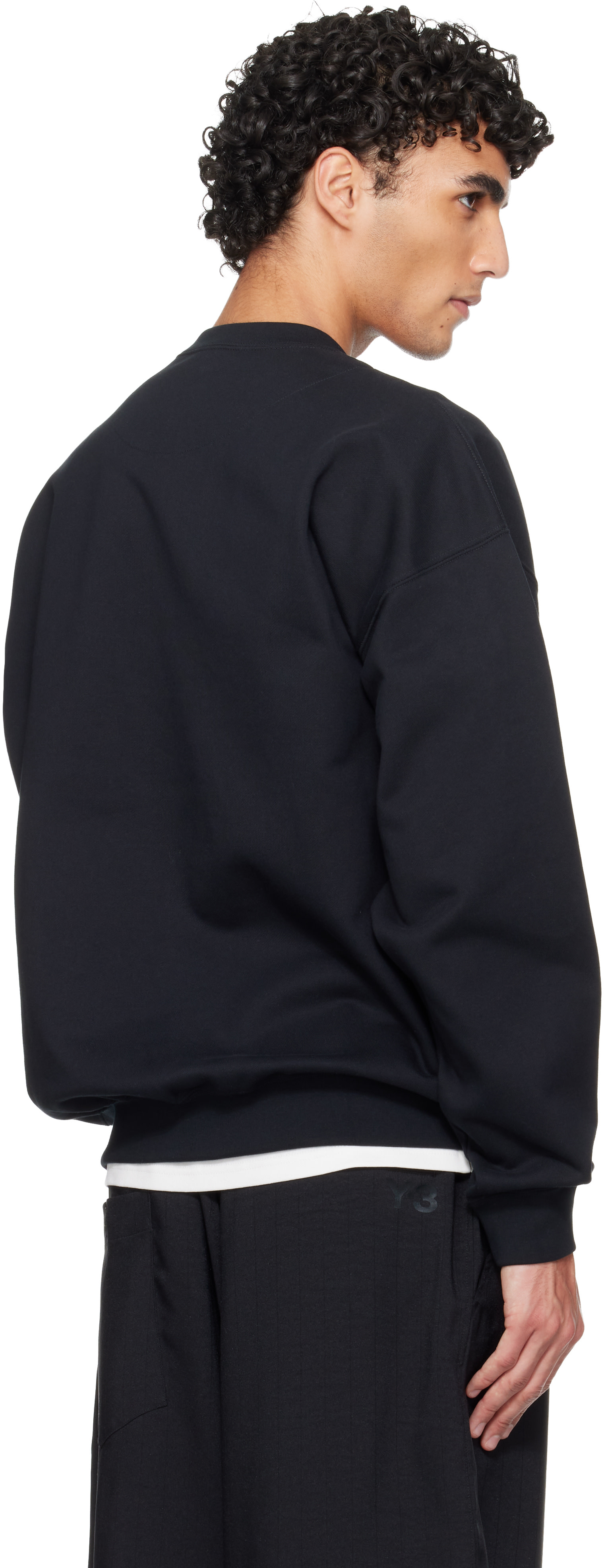 Y-3 - Pull molletonné noir en jersey bouclette