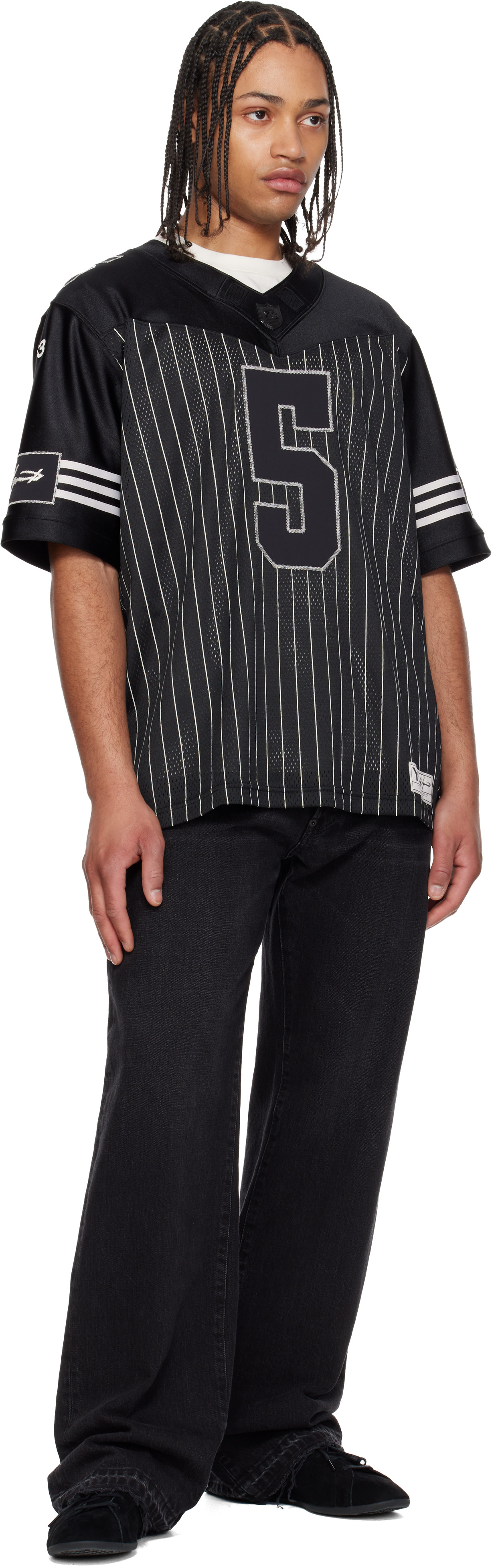 Y-3: Black Garret Wilson Football Short Sleeve Jersey | SSENSE