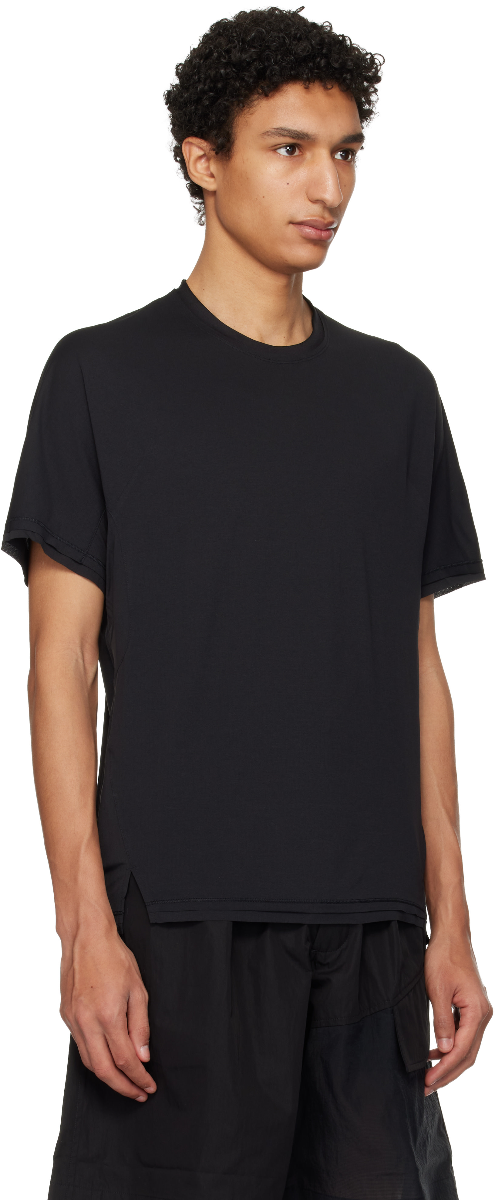 トップス Y-3 nylon t-shirt Y-3: Black Running Short Sleeve T-shirt | SSENSE