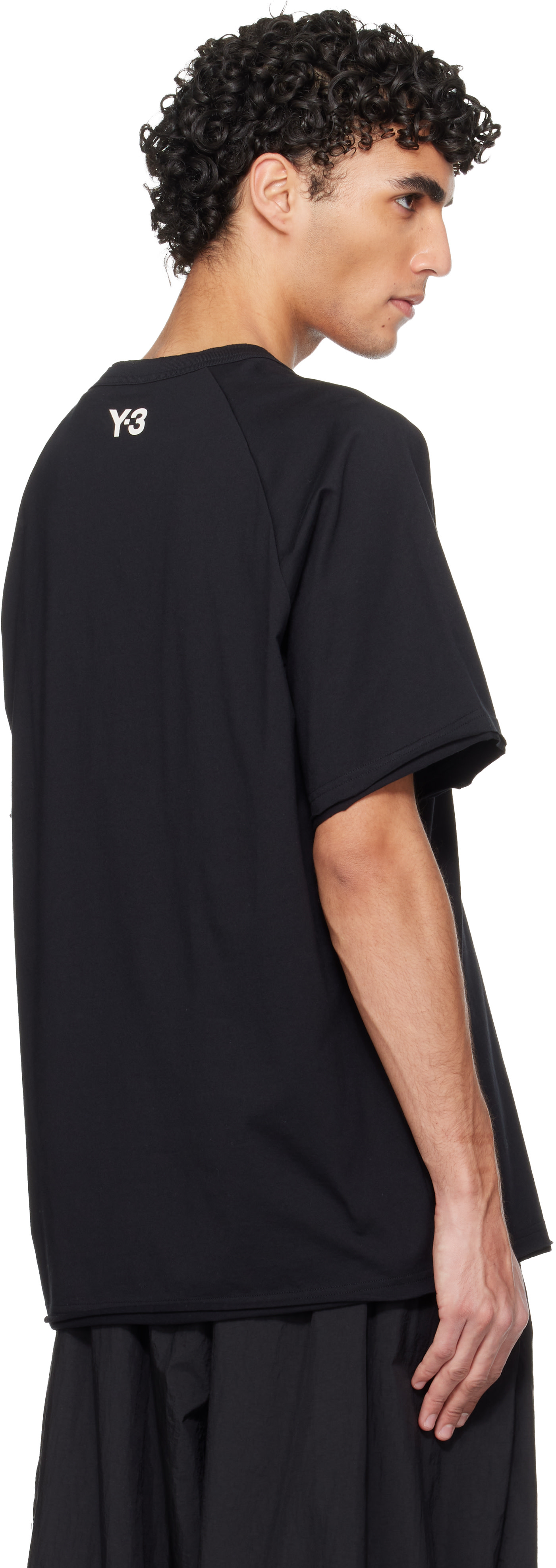 Y-3: ブラック ローエッジ スリーストライプス 半袖Tシャツ | SSENSE 日本